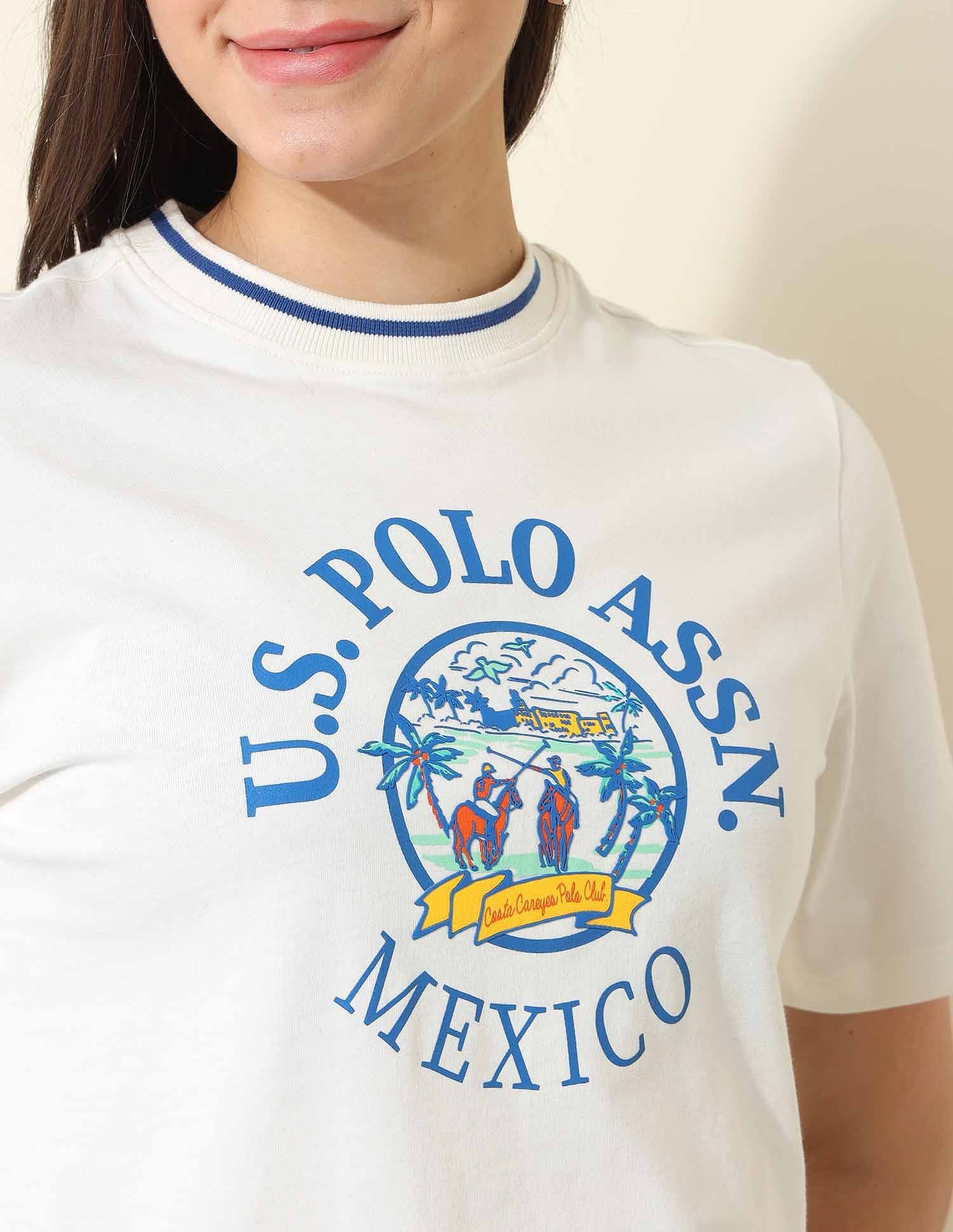 Boxy Fit Brand Printed T-Shirt Off White - U.S. POLO ASSN. | Large