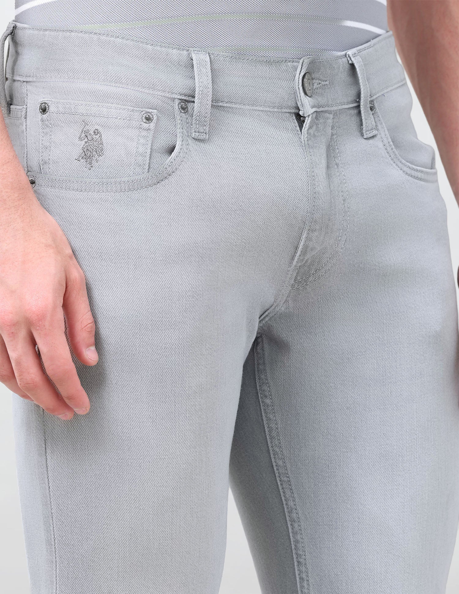 Brandon Slim-Tapered Fit Grey Jeans Washed Grey - U.S. Polo Assn. India | Large