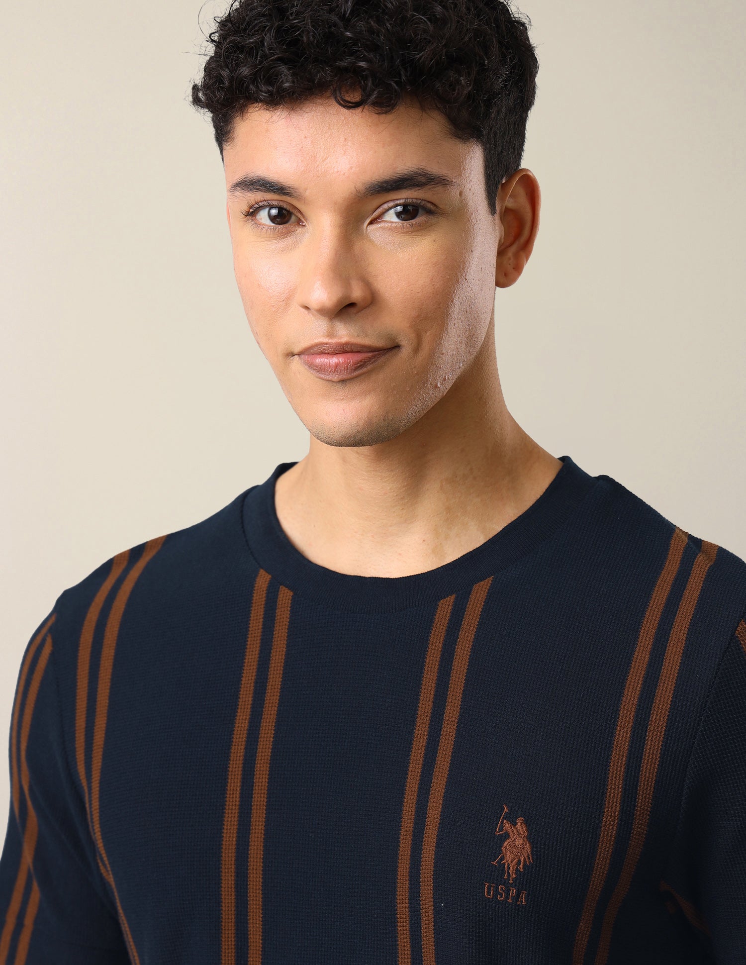 Vertical Striped Slim Fit T-Shirt Navy - U.S. Polo Assn. India | Large