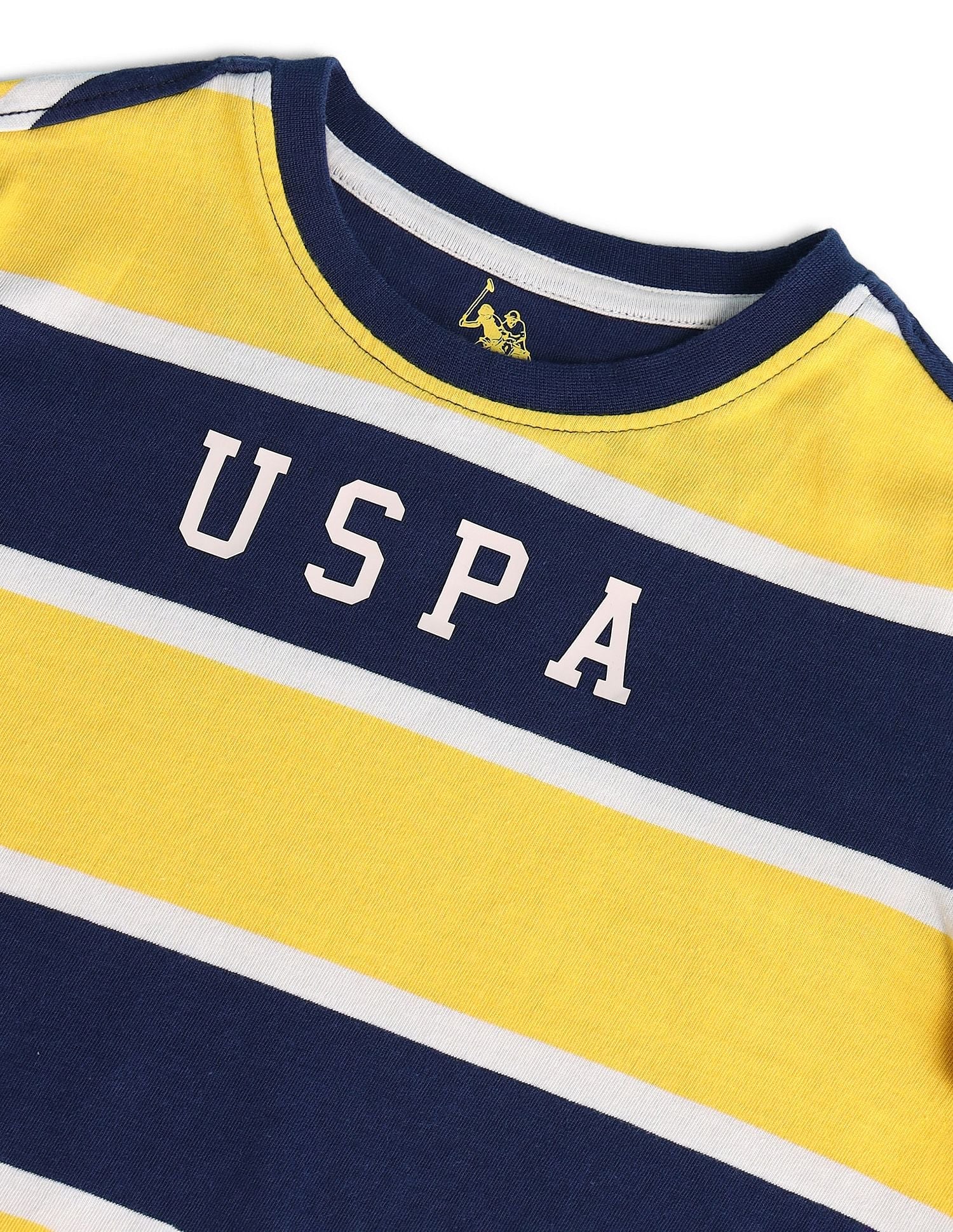 Boys Horizontal Stripes T-Shirt Yellow - U.S. POLO ASSN. | Large