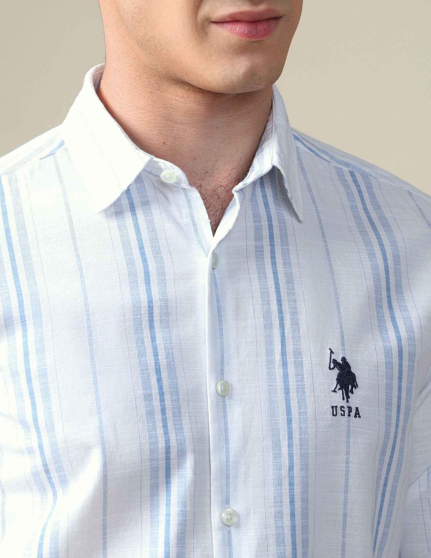 Vertical Striped Regular Fit Shirt Blue - U.S. Polo Assn. India | Large