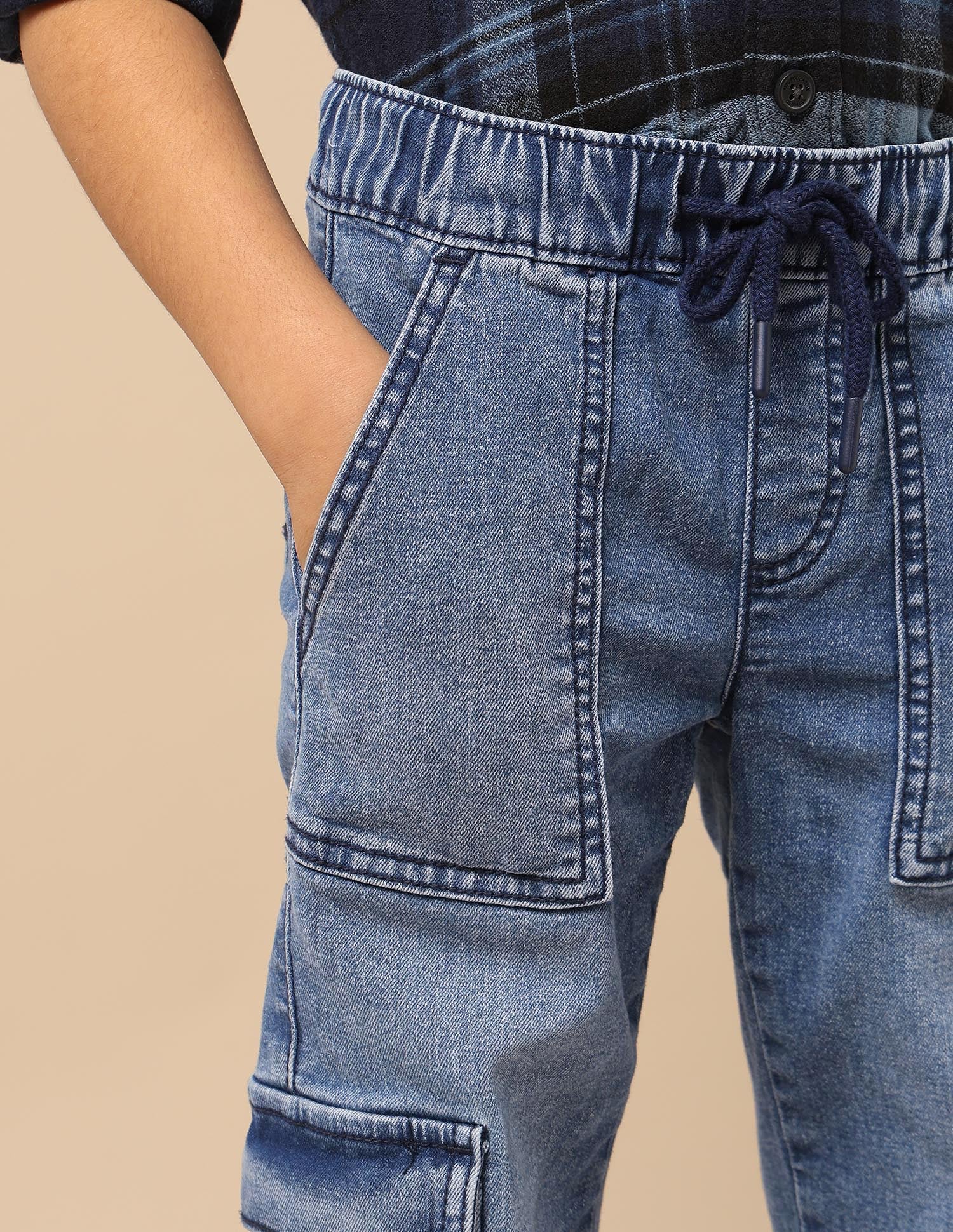 Boys Stone Washed Regular Fit Cargo Jeans Light Blue - U.S. POLO ASSN. | Large