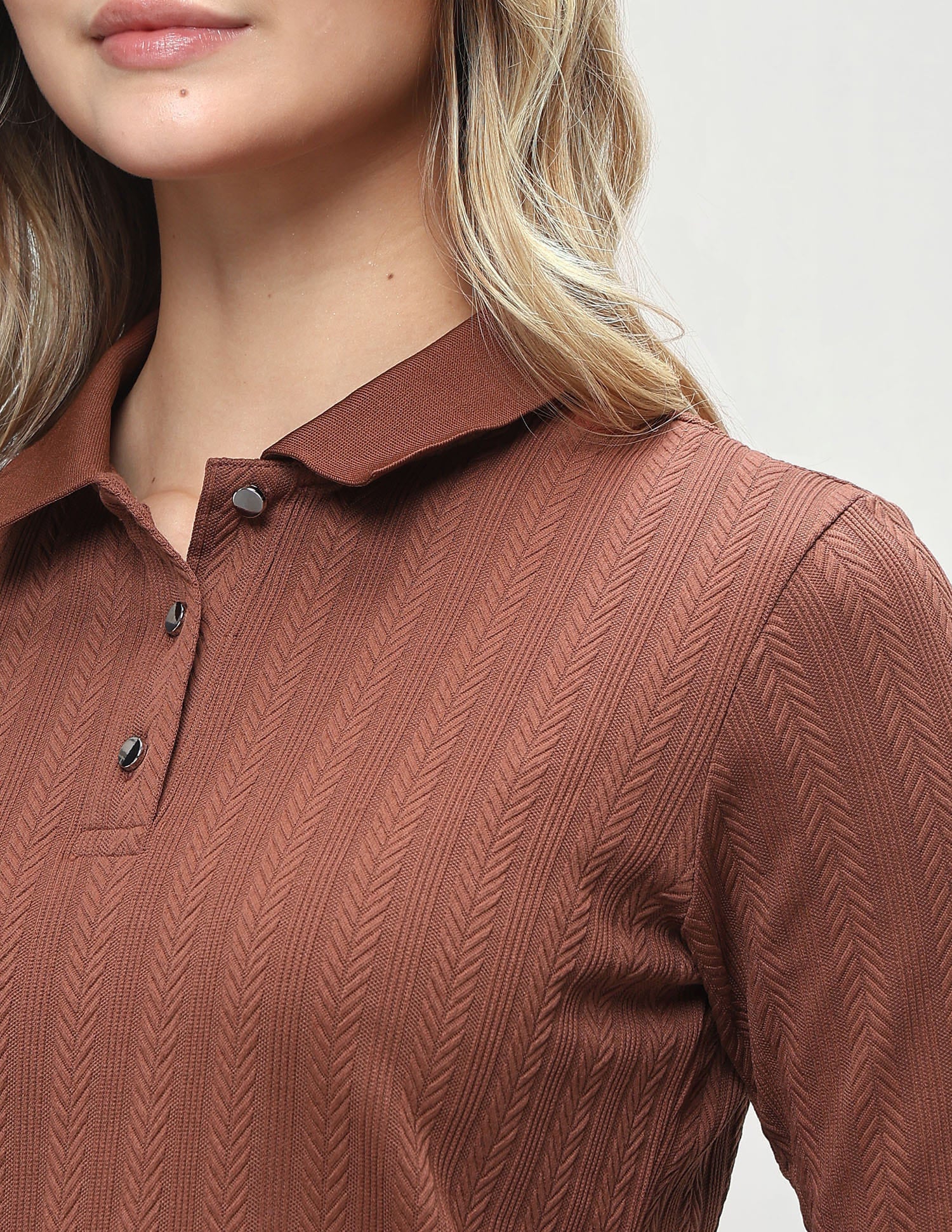 Textured Vertical Striped Regular Fit Polo Shirt Brown - U.S. Polo Assn. India | Large