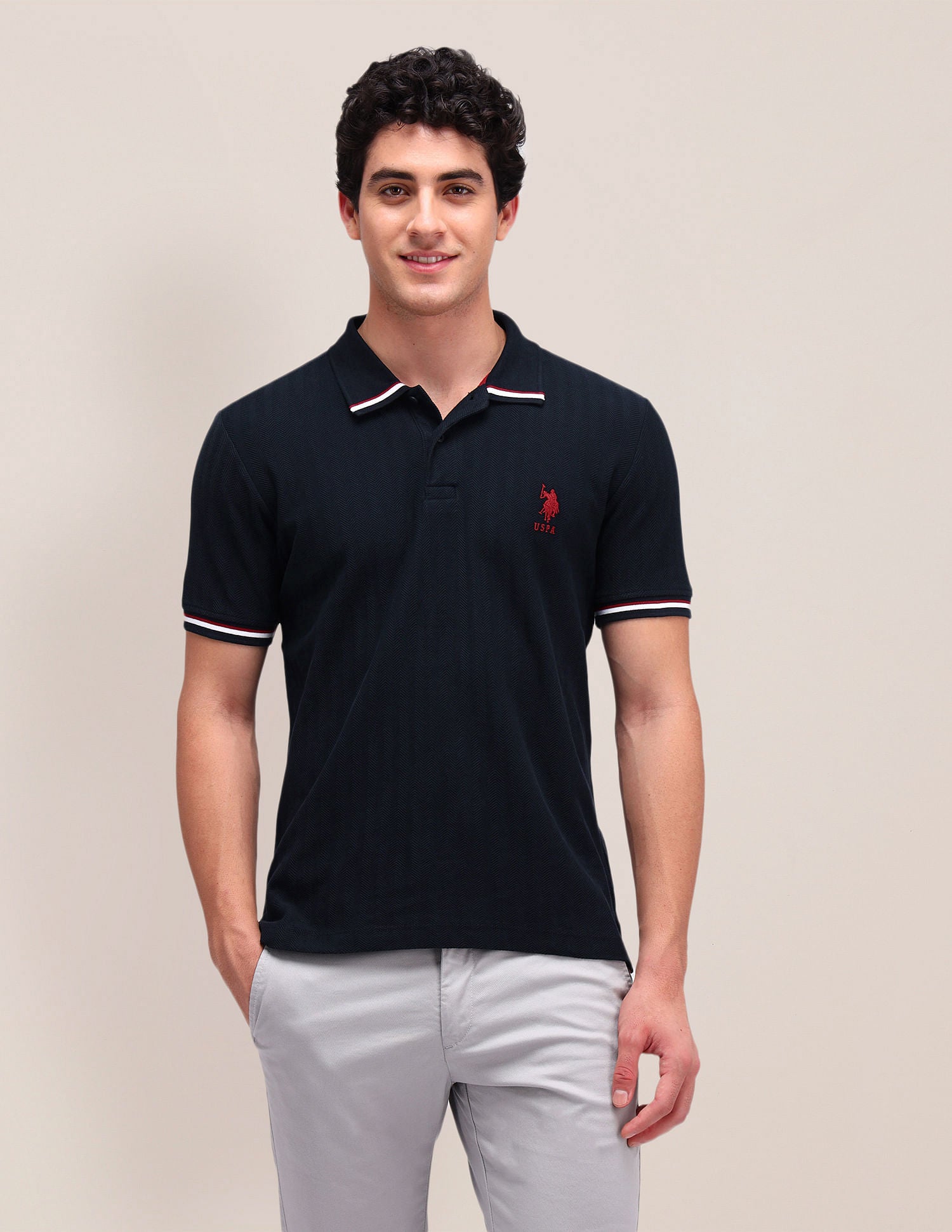 Solid Slim Fit Polo Shirt Navy - U.S. POLO ASSN. | Large