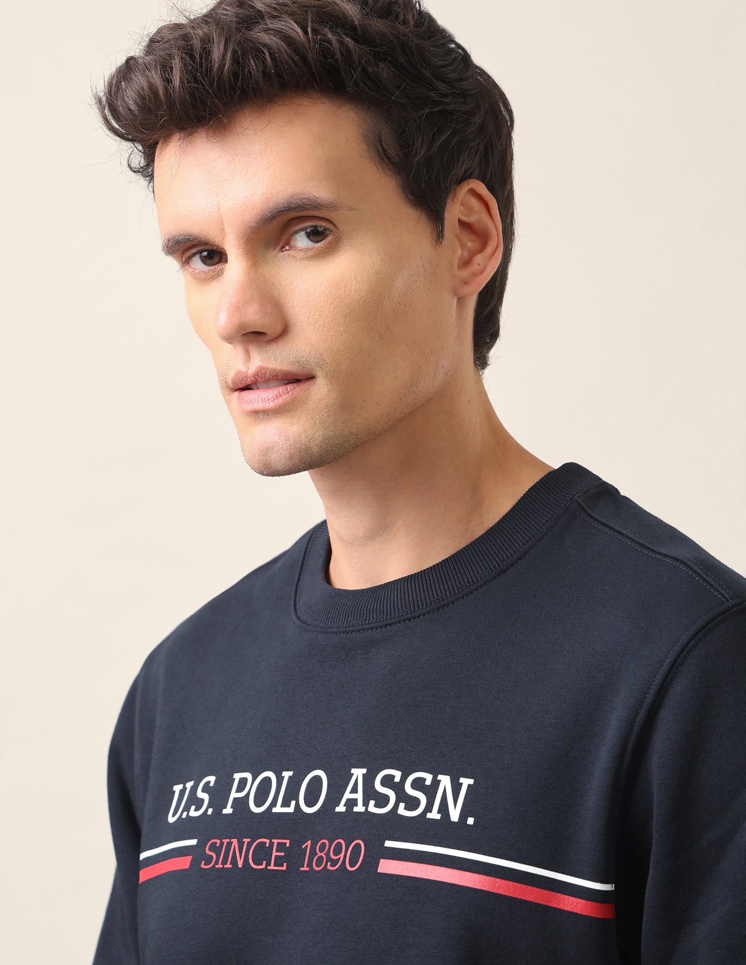 Crew Neck Printed Logo Sweatshirt Navy - U.S. Polo Assn. India | Large