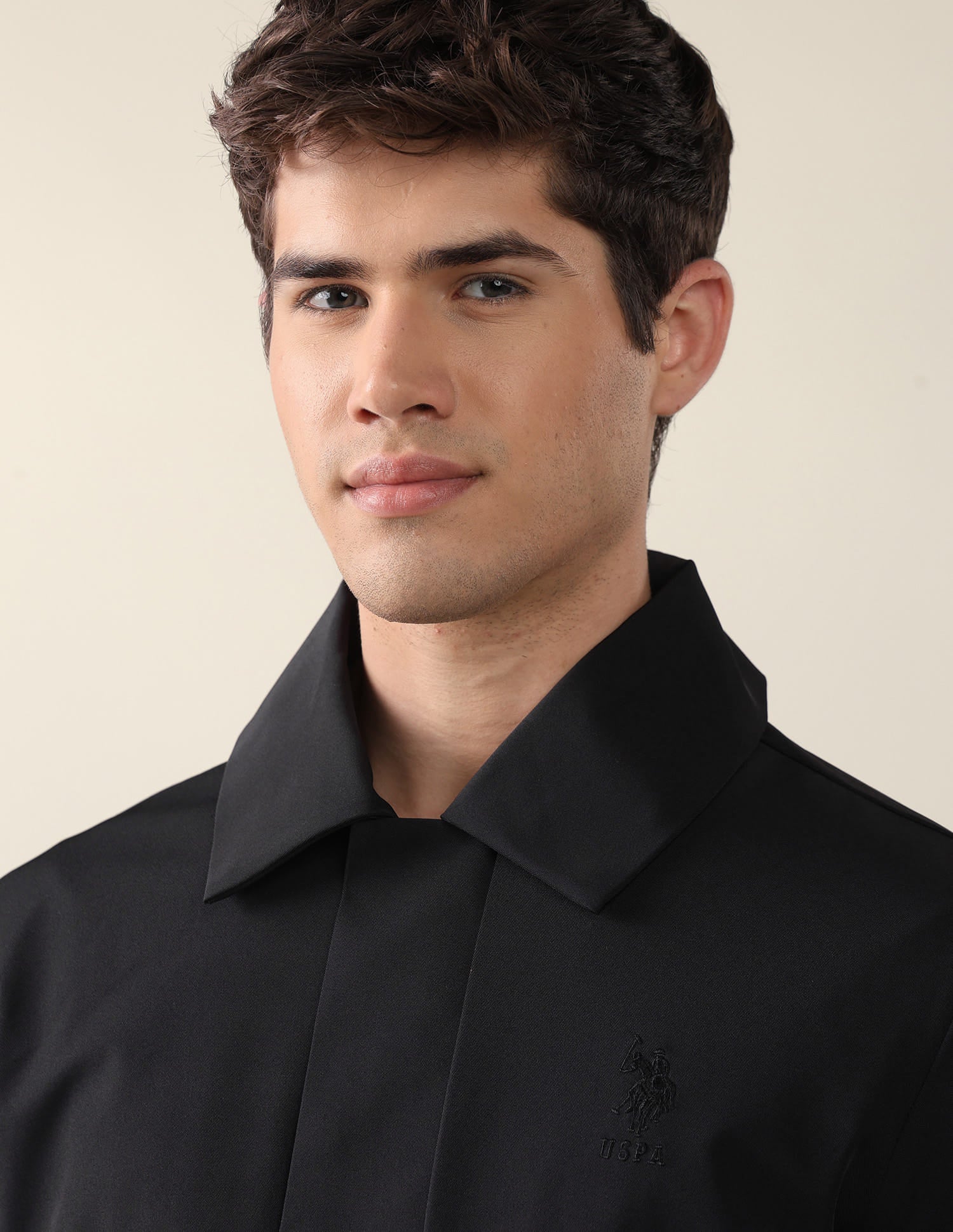 Solid Regular Fit Bomber Jacket Black - U.S. Polo Assn. India | Large