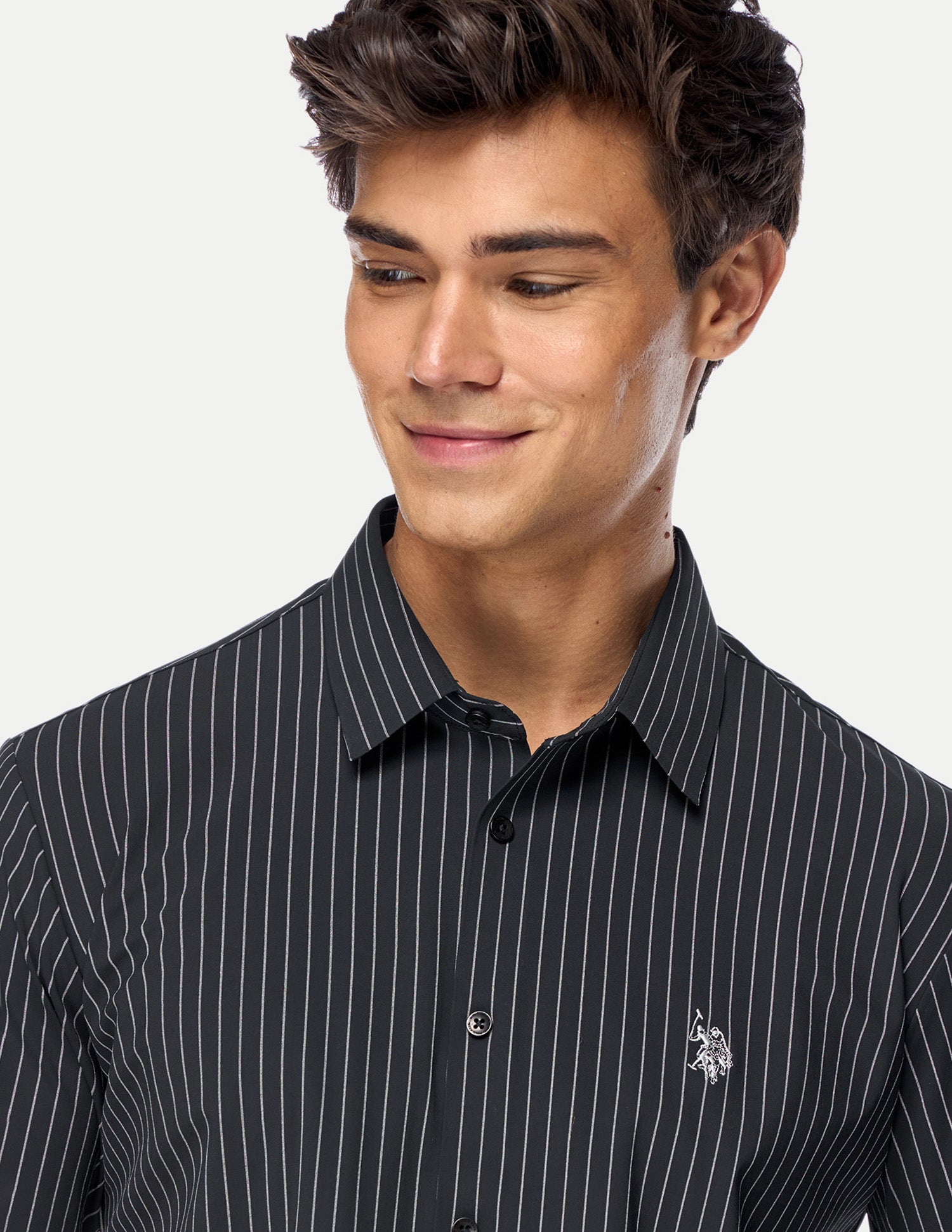 Vertical Striped Knitted Shirt Black - U.S. Polo Assn. India | Large