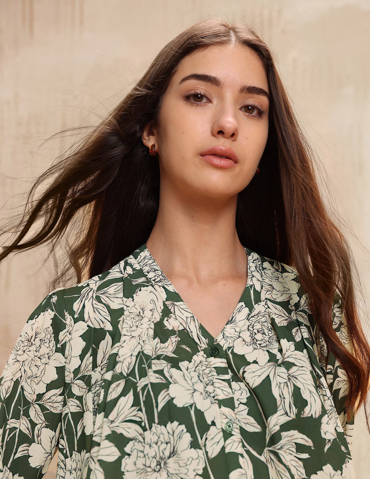 Floral Printed Relaxed Fit Top Green - U.S. POLO ASSN. | Large