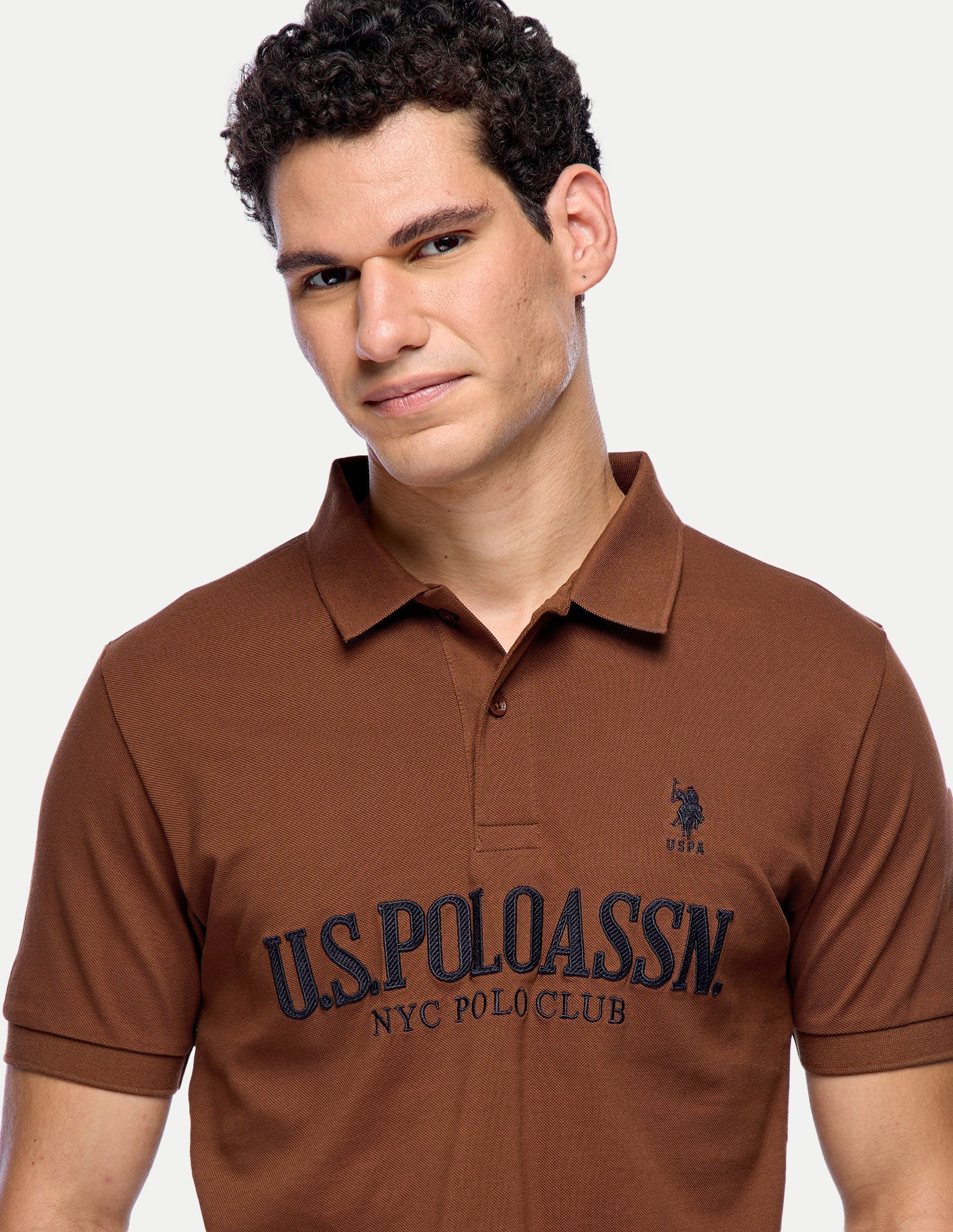 Brand Embroidered Slim Fit Polo Shirt Brown - U.S. Polo Assn. India | Large
