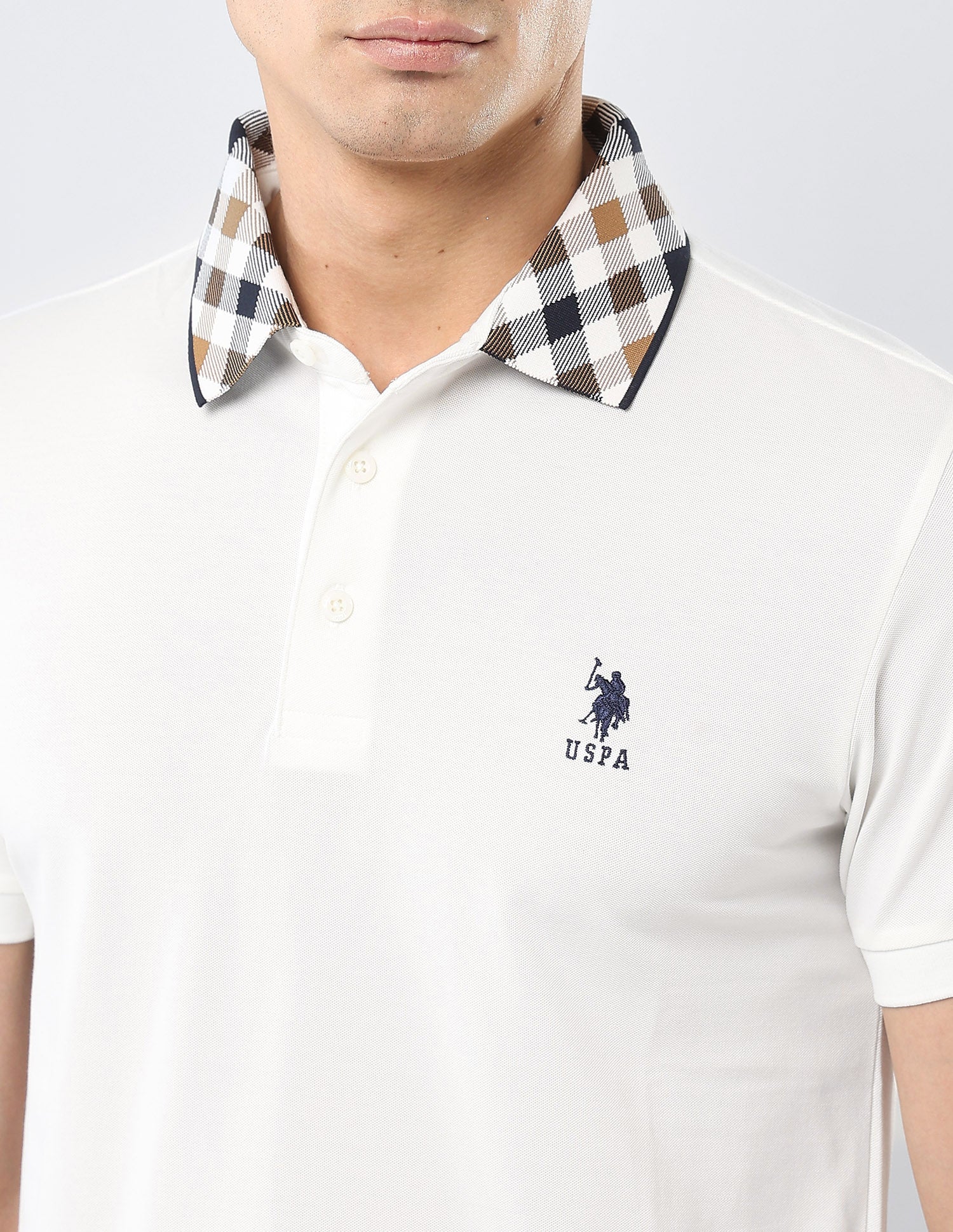 Solid Regular Fit Polo Shirt Off White - U.S. POLO ASSN. | Large