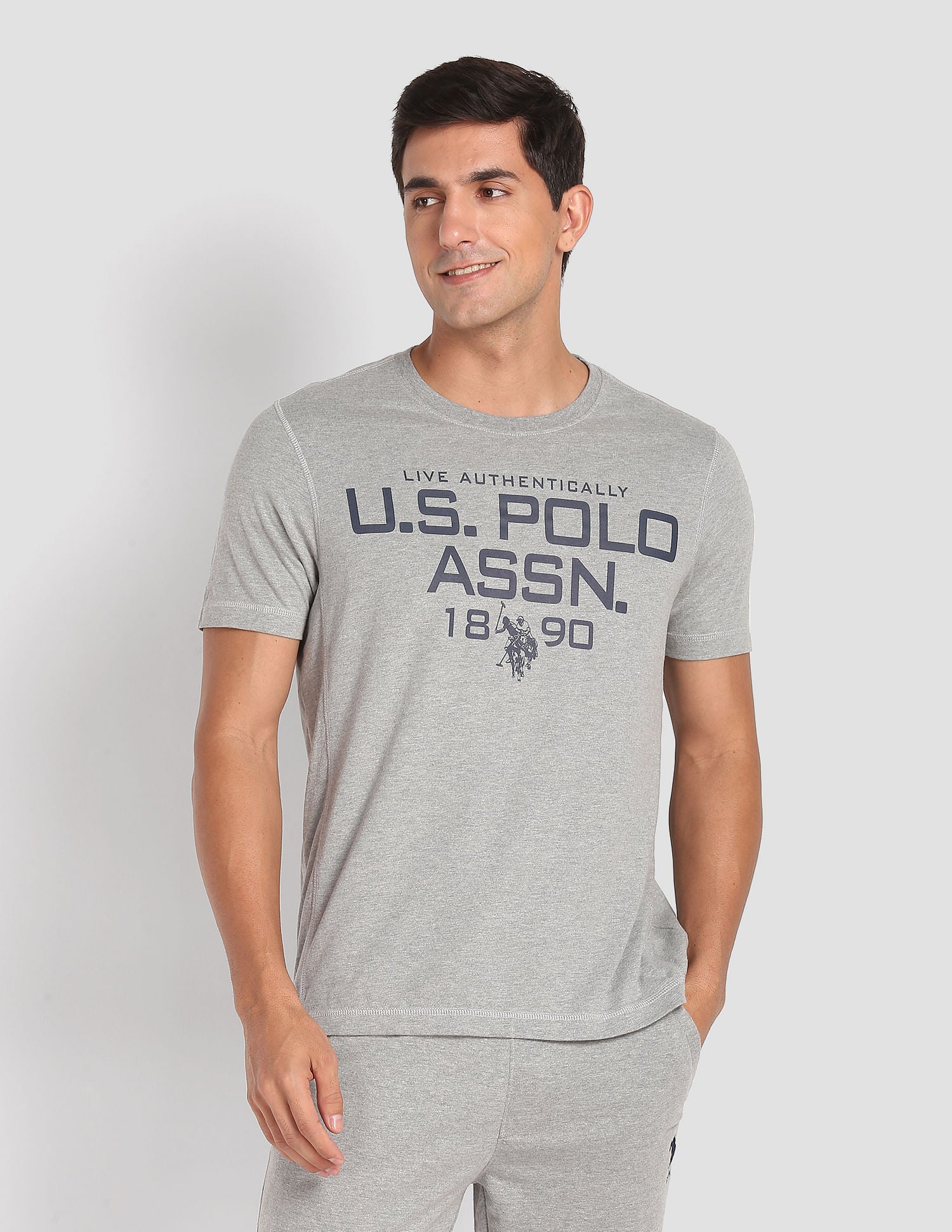 Crew Neck Tri Blend I682 Lounge T-Shirt - Pack Of 1 Grey - U.S. POLO ASSN. | Large