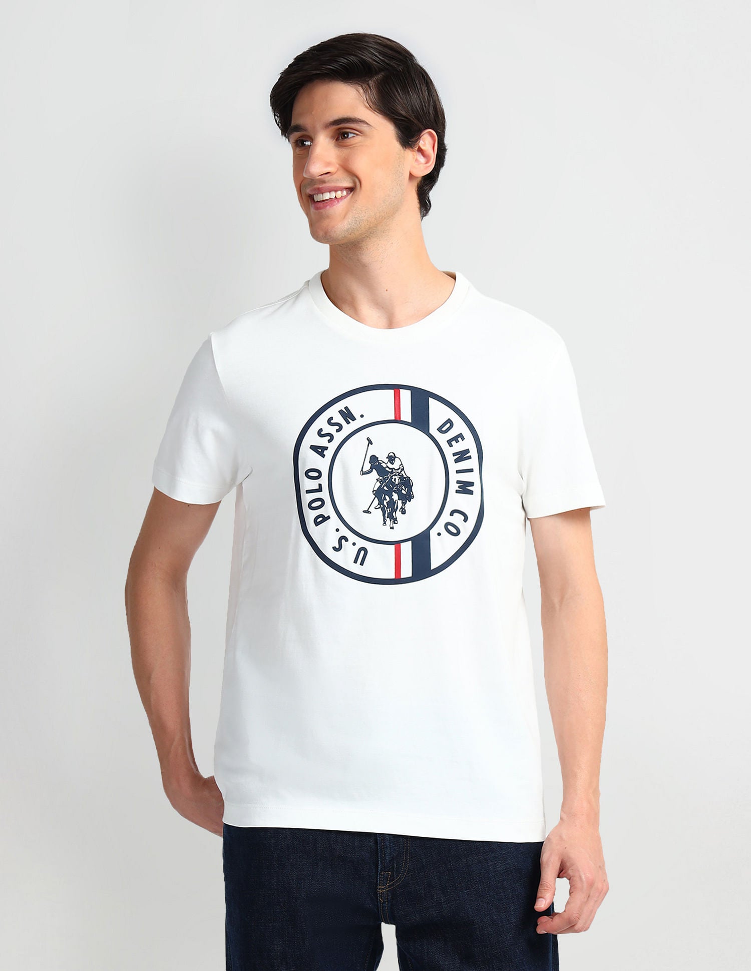 Brand Print Cotton T-Shirt White - U.S. POLO ASSN. | Large