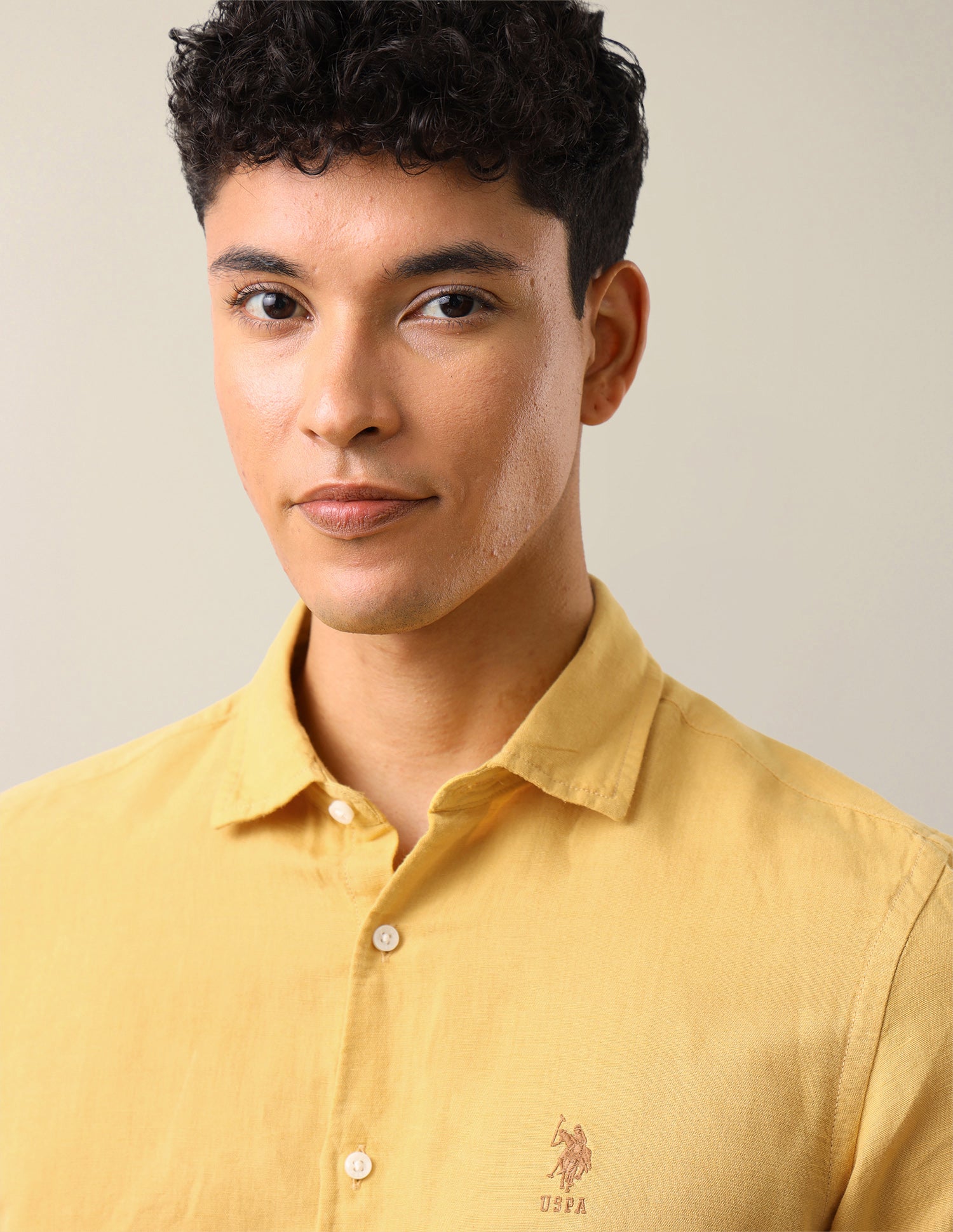 Solid Regular Fit Shirt Yellow - U.S. Polo Assn. India | Large