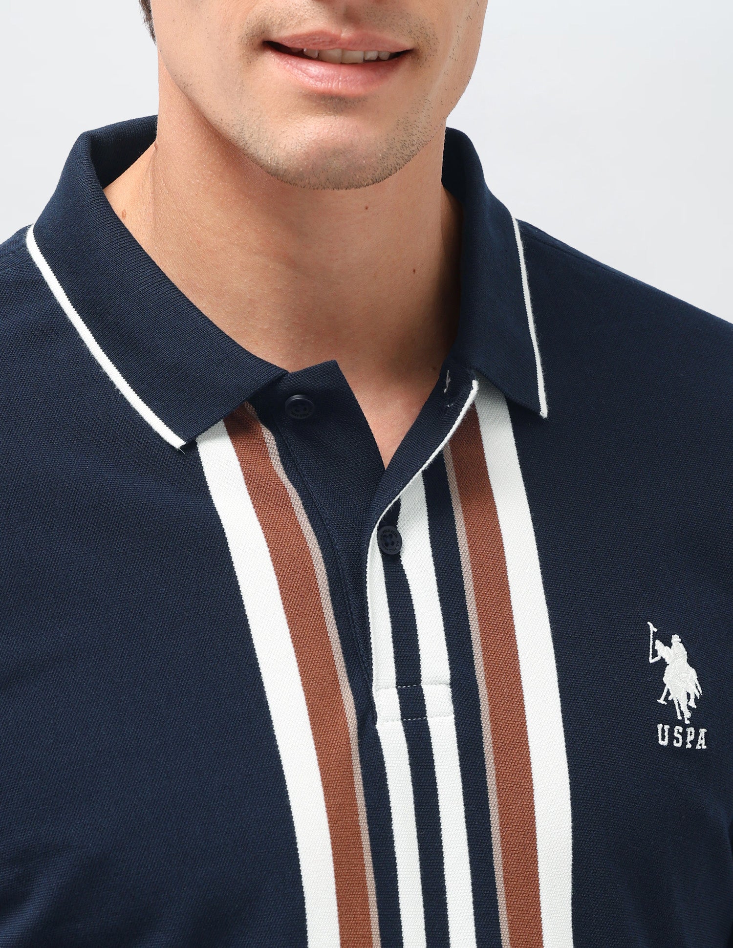 Vertical Striped Slim Fit Polo Shirt Navy - U.S. Polo Assn. India | Large