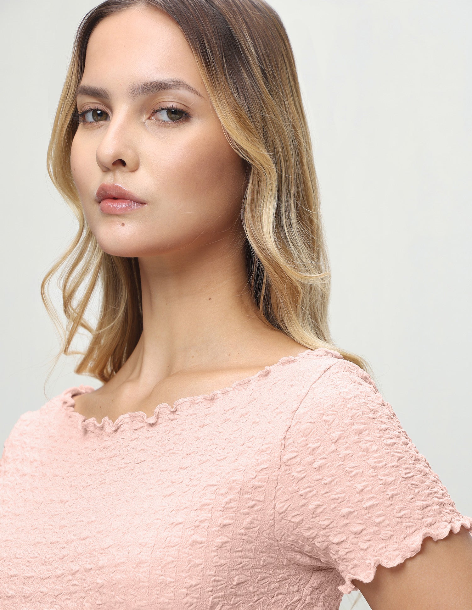 Textured Fitted T-Shirt Peach - U.S. Polo Assn. India | Large