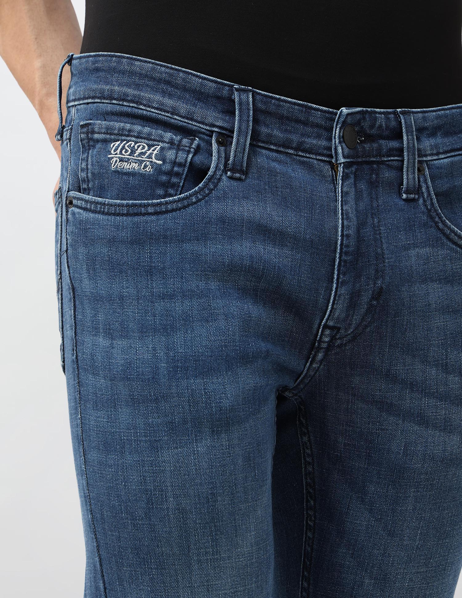 Regallo Skinny Fit Mid Rise Jeans Med Blue - U.S. Polo Assn. India | Large