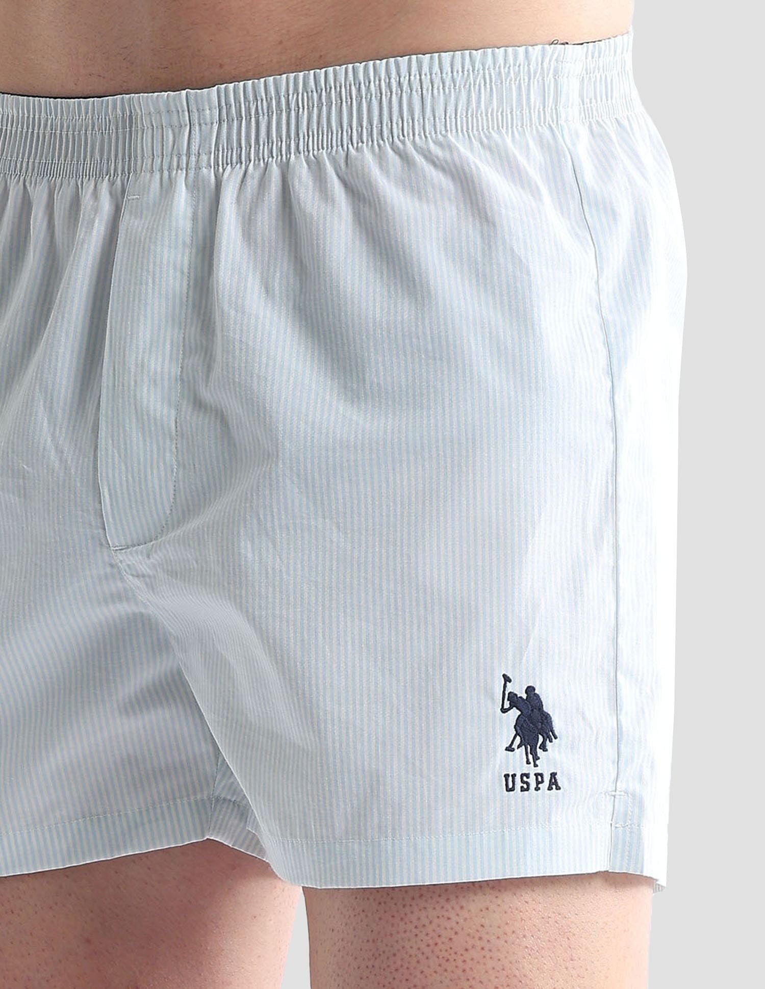 Pure Cotton EX004  Boxer Shorts - Pack of 1 Blue and White - U.S. POLO ASSN. | Large