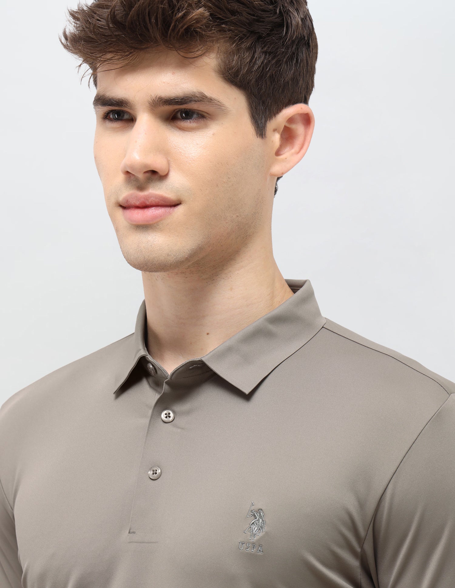 Solid Slim Fit Polo Shirt Light Brown - U.S. Polo Assn. India | Large