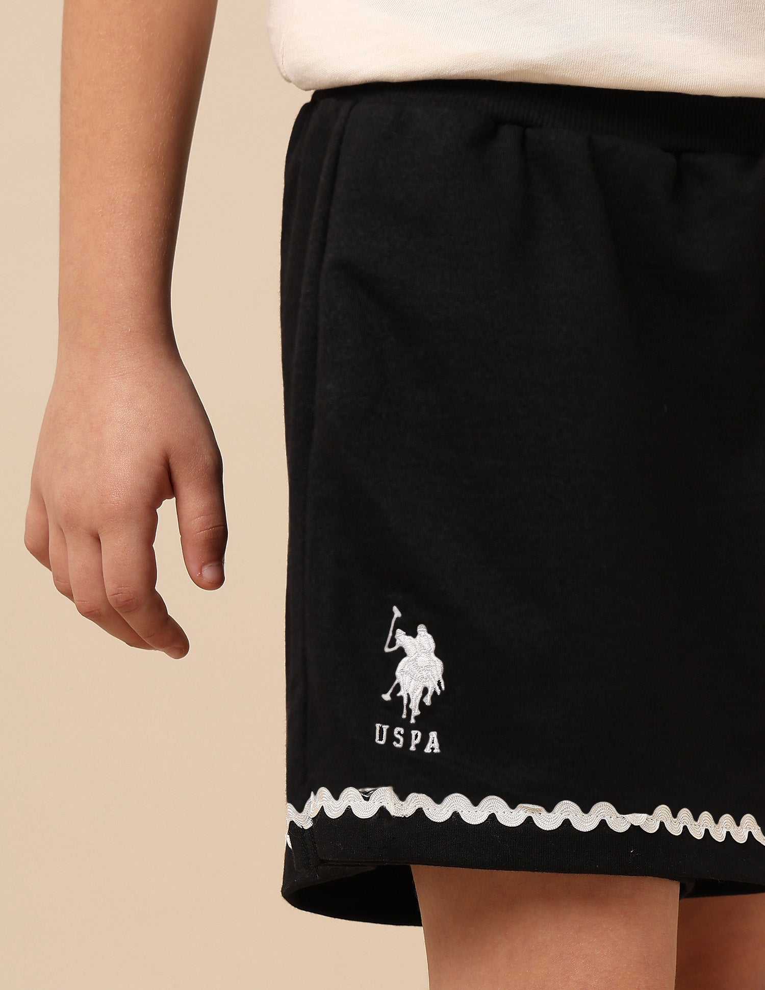 Girls Solid Lace Trim Skort Black - U.S. POLO ASSN. | Large