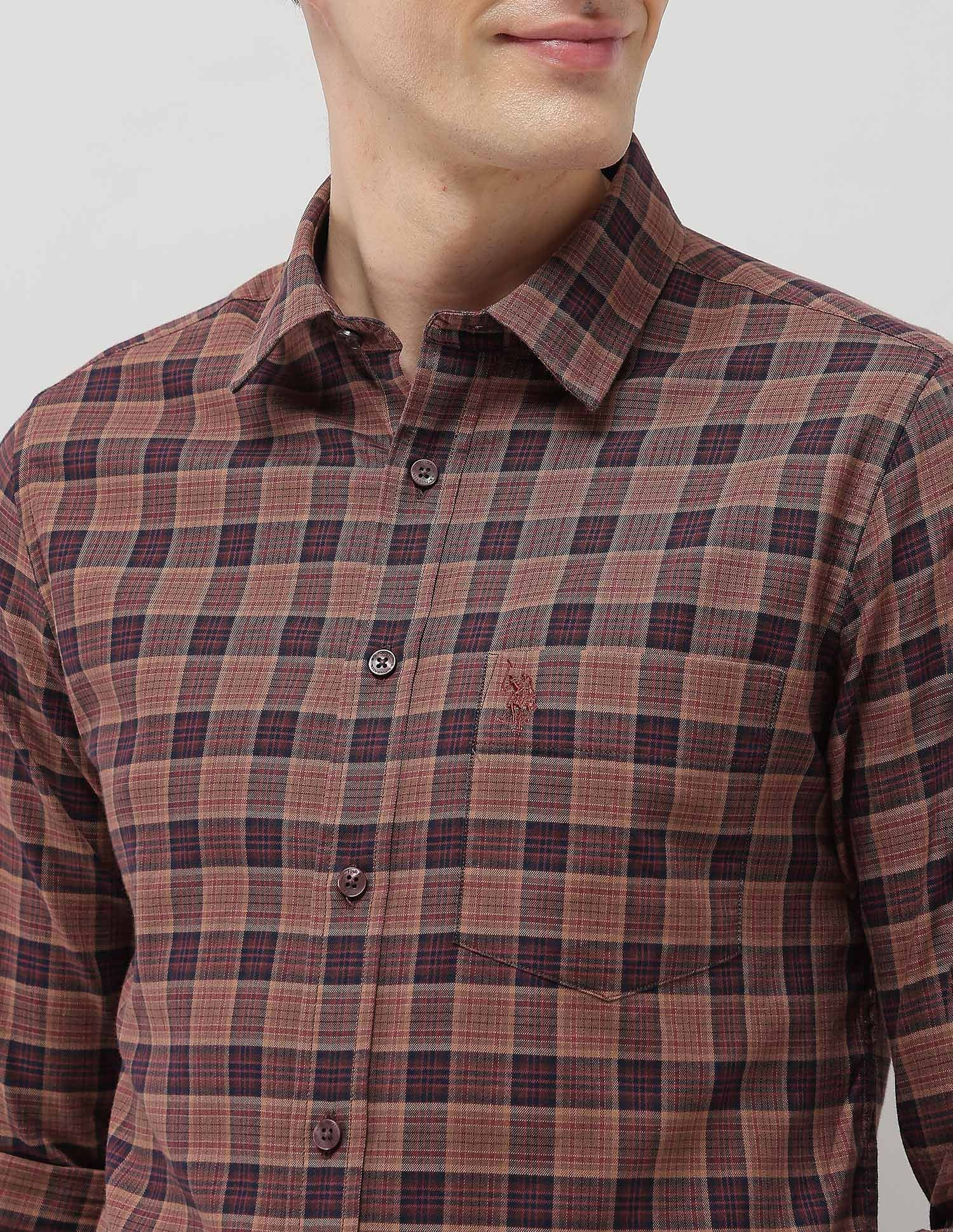 Tartan Checked Elevnado Shirt Maroon - U.S. Polo Assn. India | Large