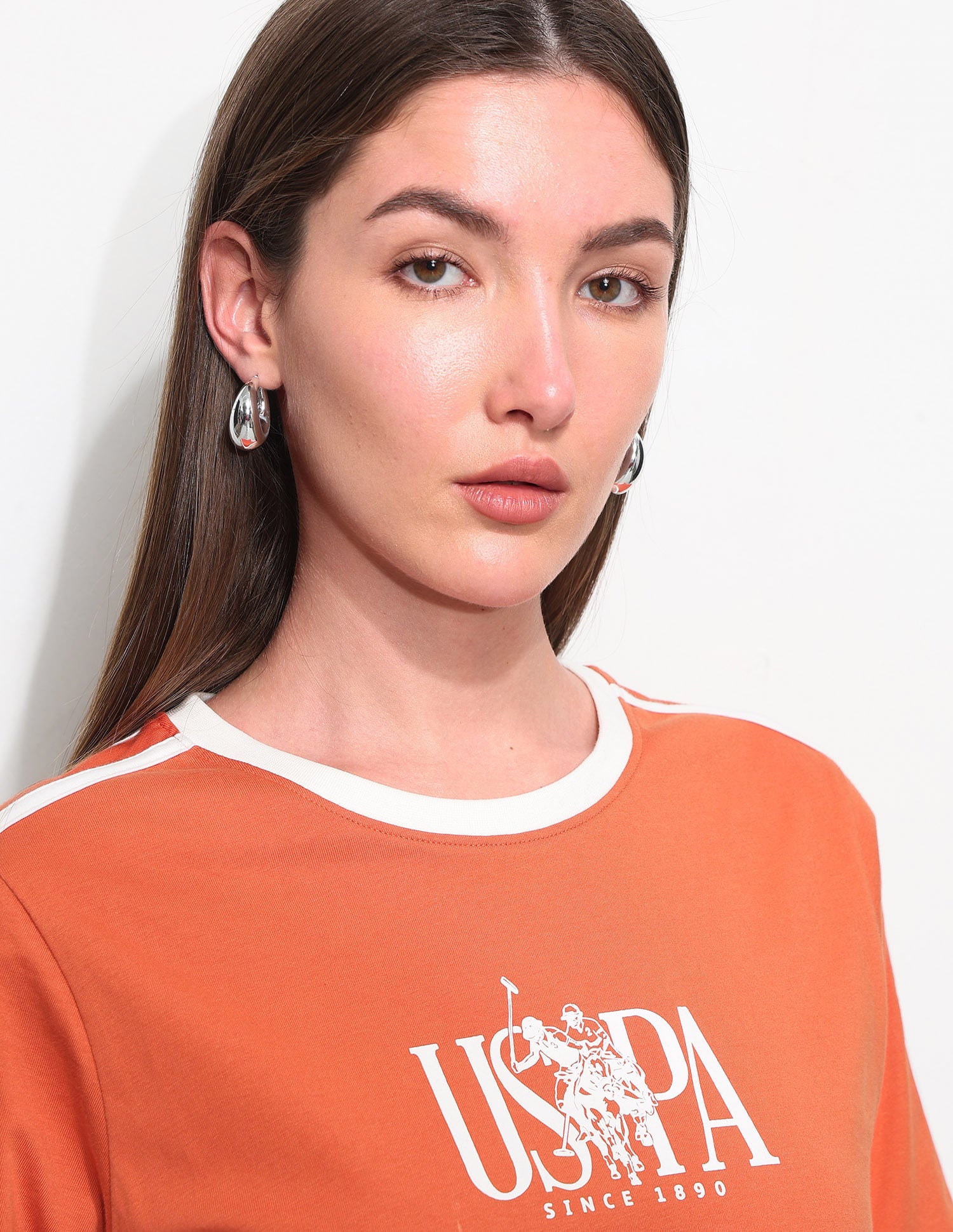 Boxy Fit Brand Printed T-Shirt Dark Orange - U.S. Polo Assn. India | Large