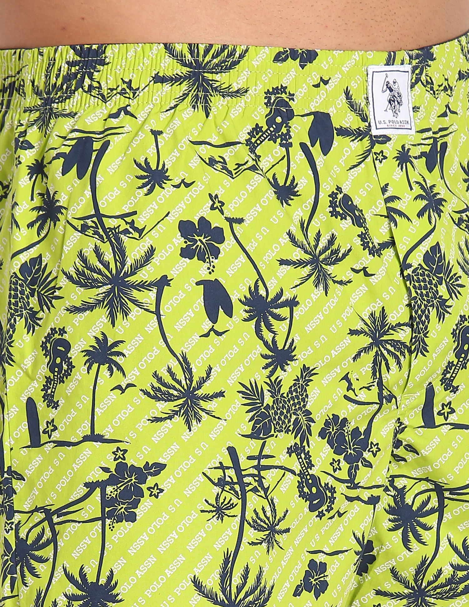 Back Pocket All Over Print IYAC Boxers - Pack Of 1 Green - U.S. POLO ASSN. | Large