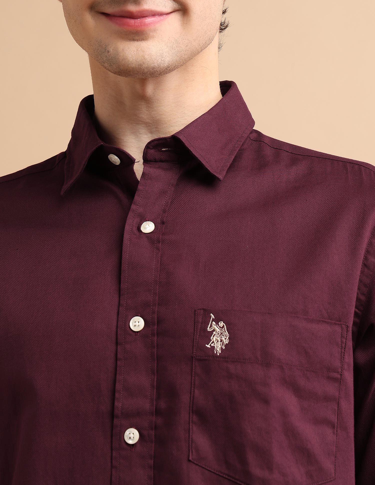 Cotton Dobby Shirt Wine - U.S. POLO ASSN. | Large