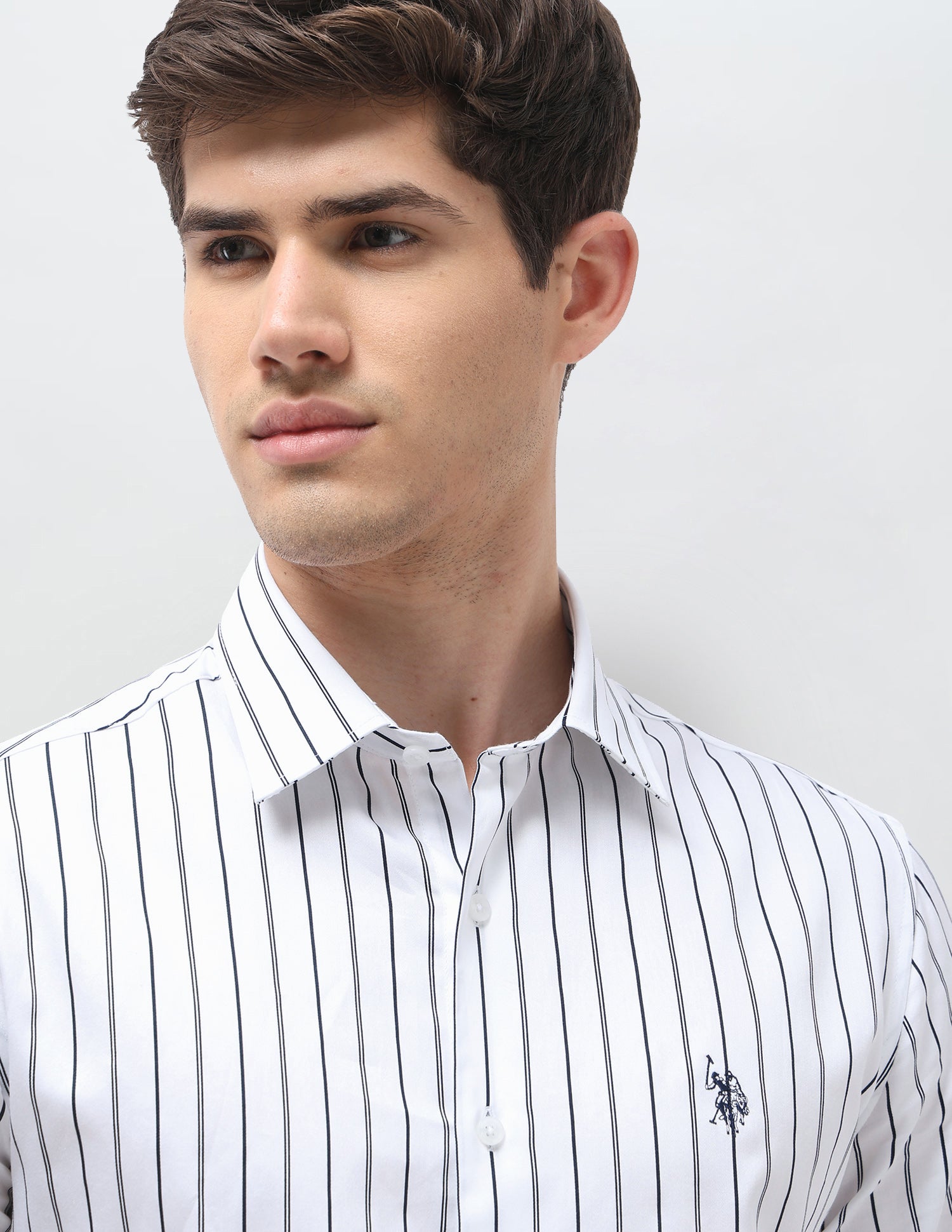 Vertical Striped Satin Shirt Navy - U.S. Polo Assn. India | Large