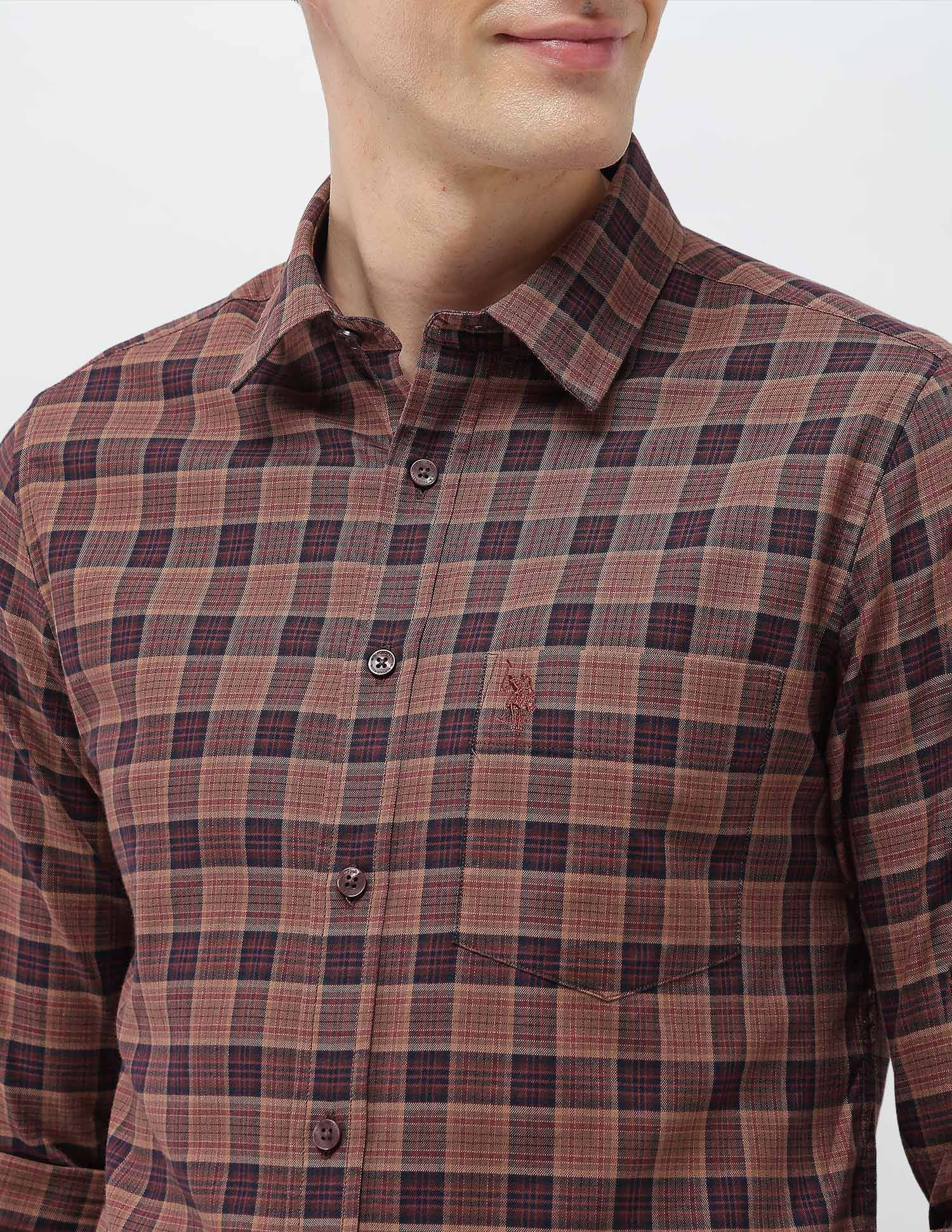 Tartan Checked Elevnado Shirt Maroon - U.S. Polo Assn. India | Large