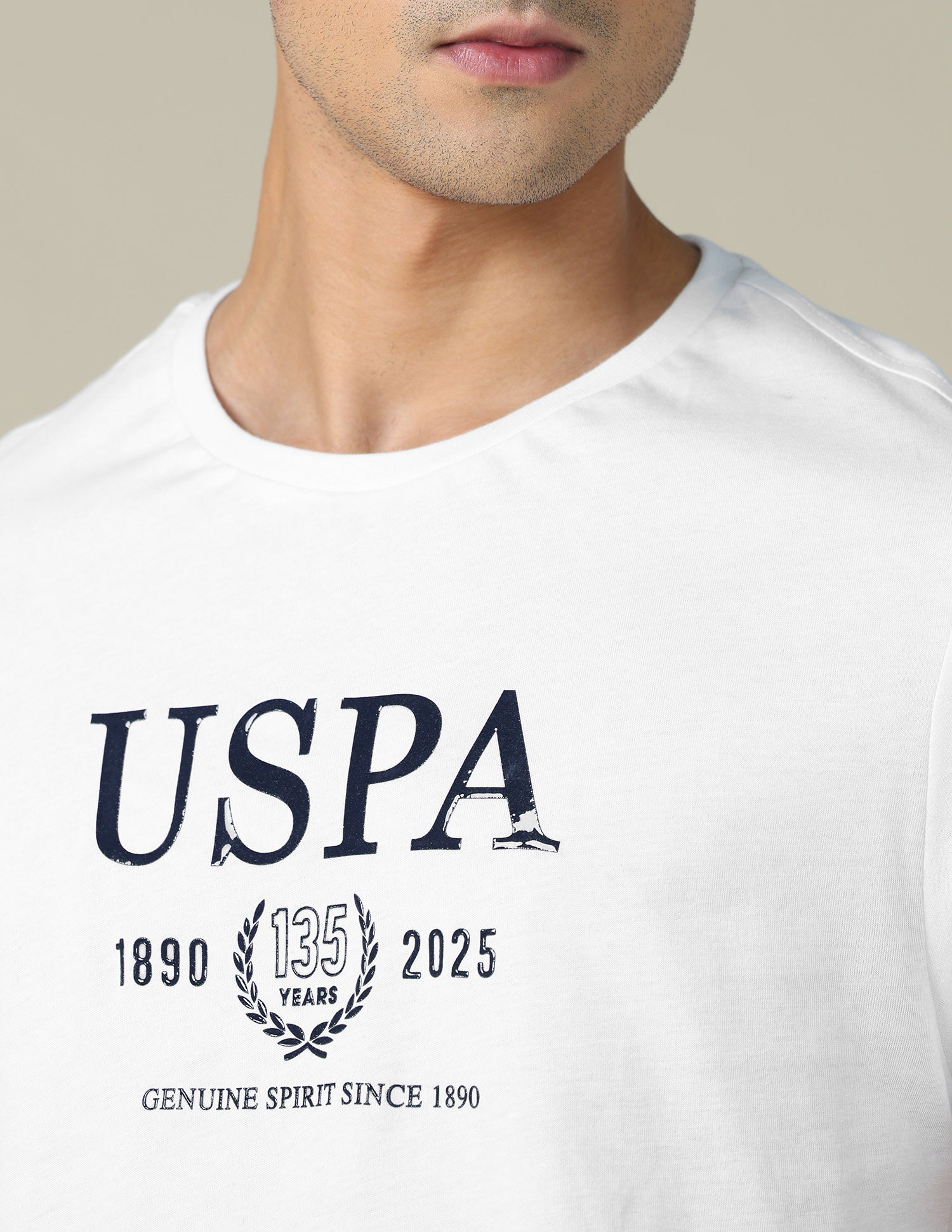 Brand Printed Regular Fit T-shirt Ivory - U.S. POLO ASSN. | Large