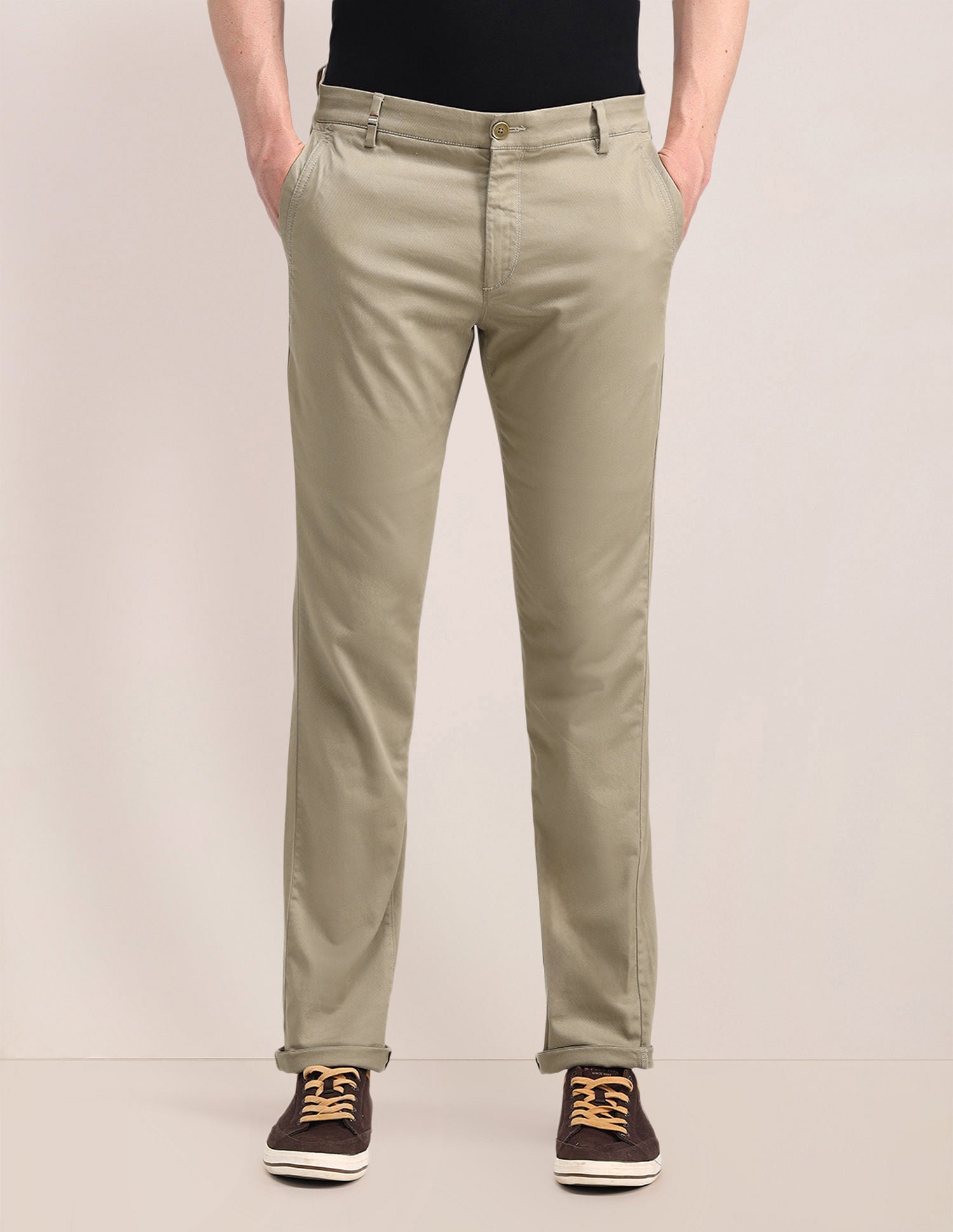 Mid Rise Slim Fit Trousers Brown - U.S. POLO ASSN. | Large
