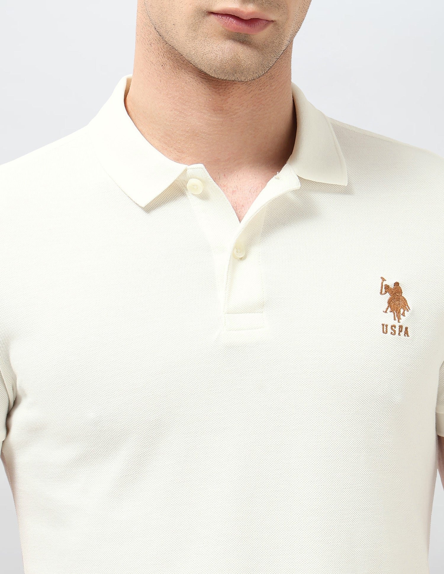 Graphic Brand Printed Regular Fit Polo Shirt Ivory - U.S. POLO ASSN. | Large