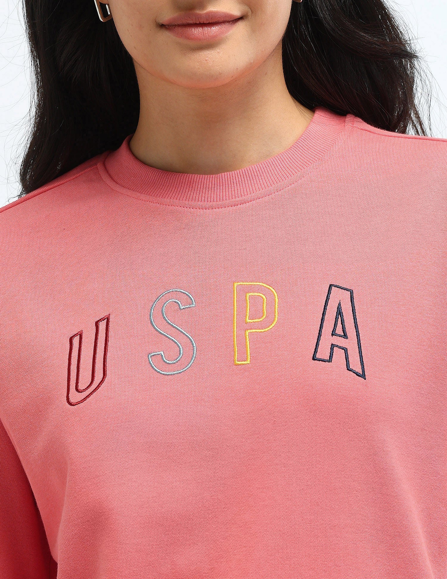 Drop Shoulder Brand Print Sweatshirt Coral - U.S. POLO ASSN. | Large