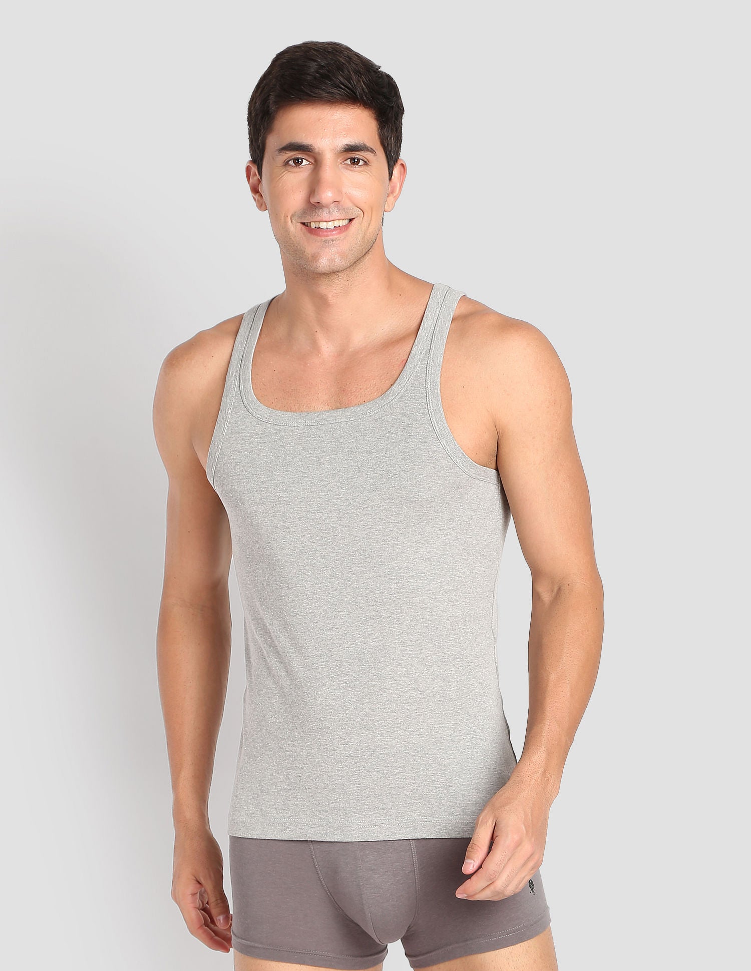 Pure Cotton Ribbed EV006 Vest - Pack Of 1 Grey - U.S. POLO ASSN. | Large
