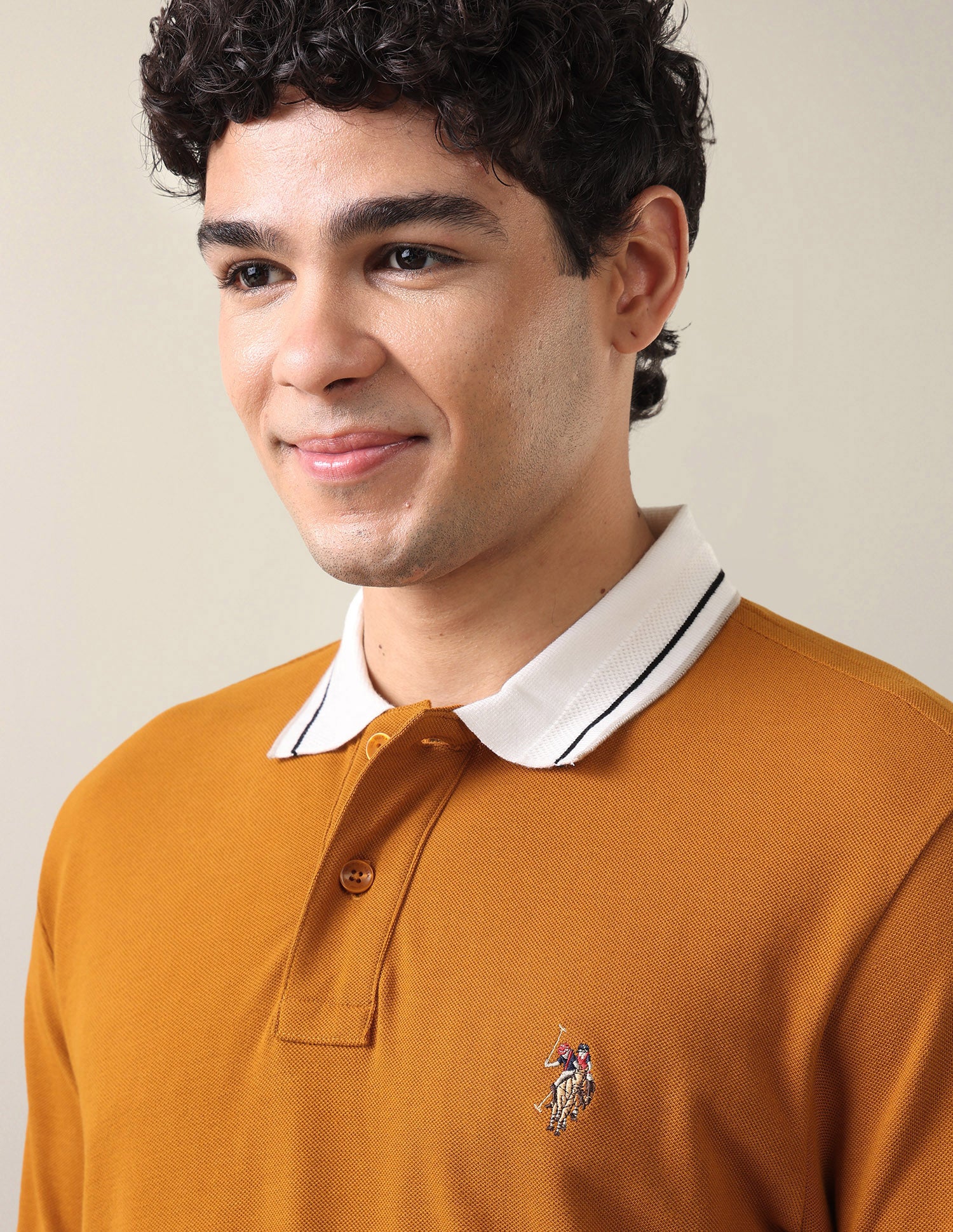 Solid Slim Fit Polo Shirt Orange - U.S. Polo Assn. India | Large