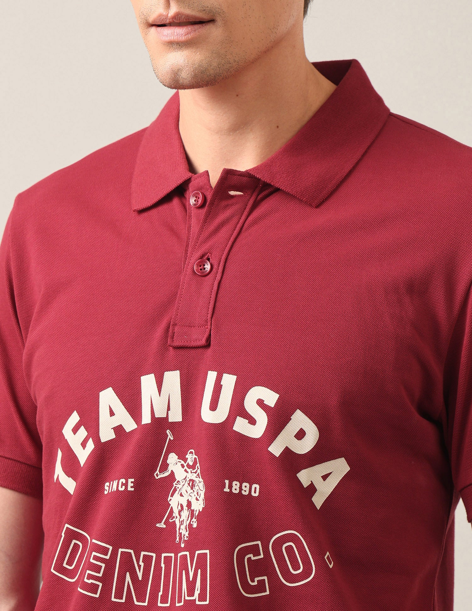 Typographic Brand Printed Slim Fit Polo Shirt Red - U.S. Polo Assn. India | Large