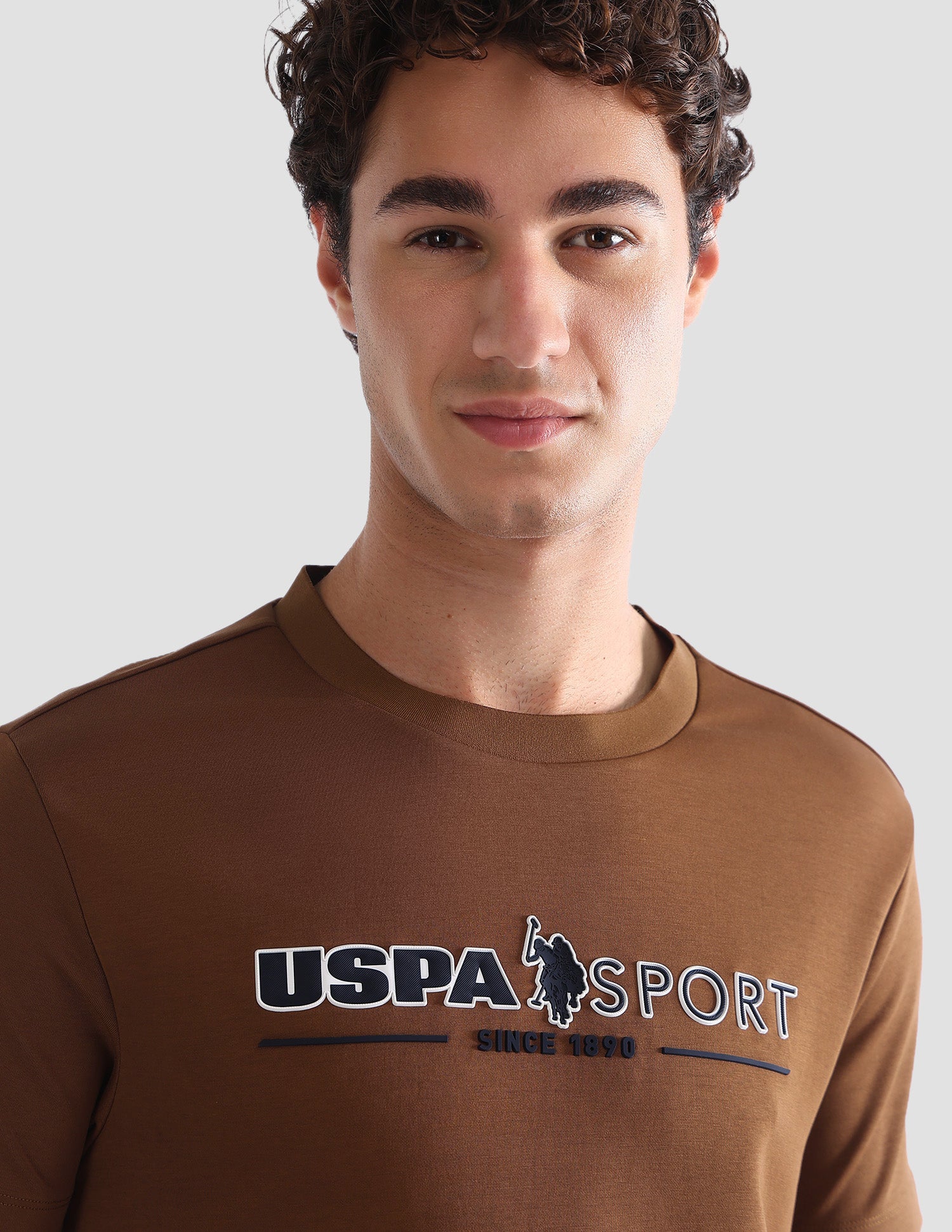 Brand Printed Slim Fit Active T-Shirt Khaki - U.S. Polo Assn. India | Large