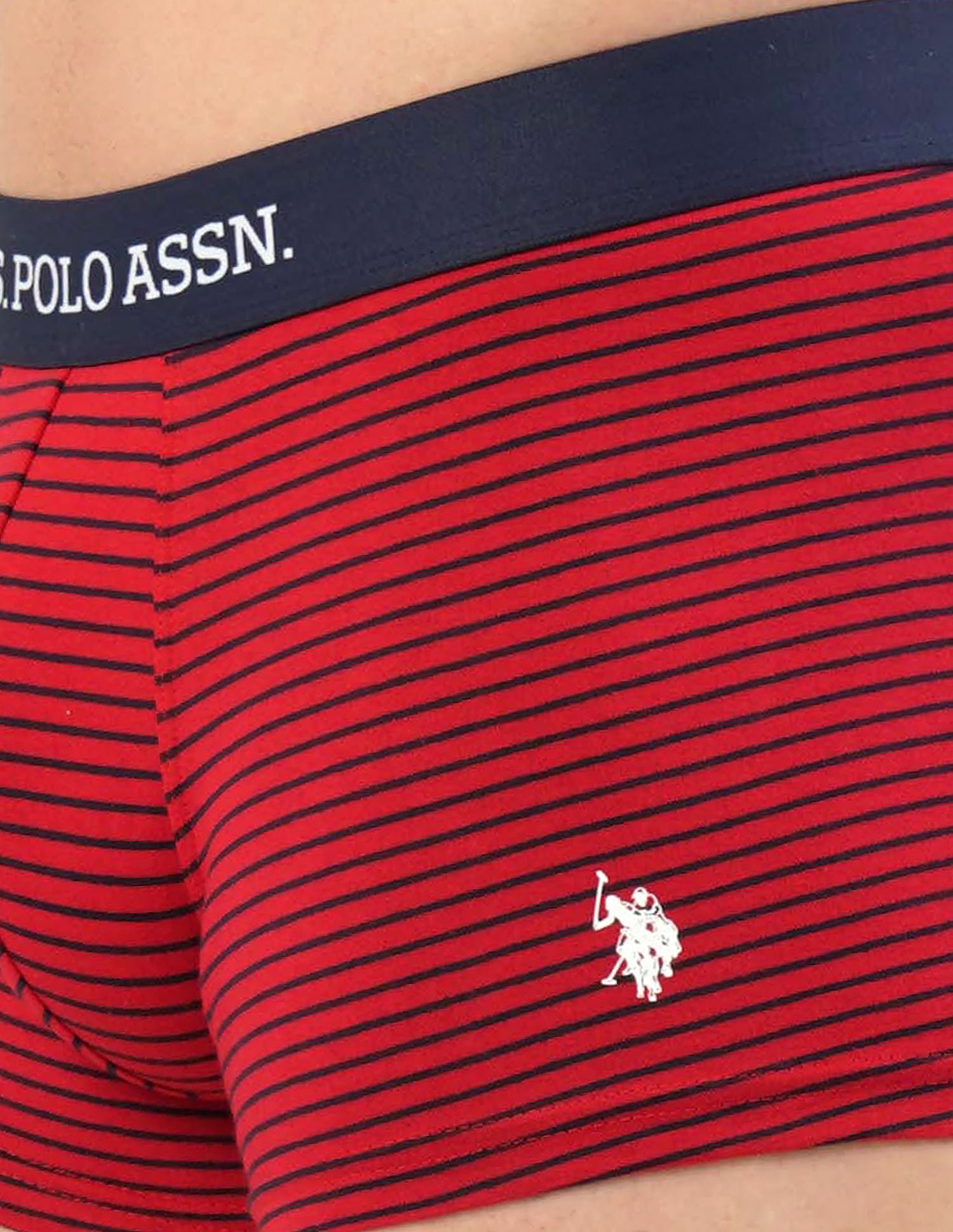 Horizontal Striped ET005 Trunks - Pack Of 2 Grey and Red - U.S. POLO ASSN. | Large
