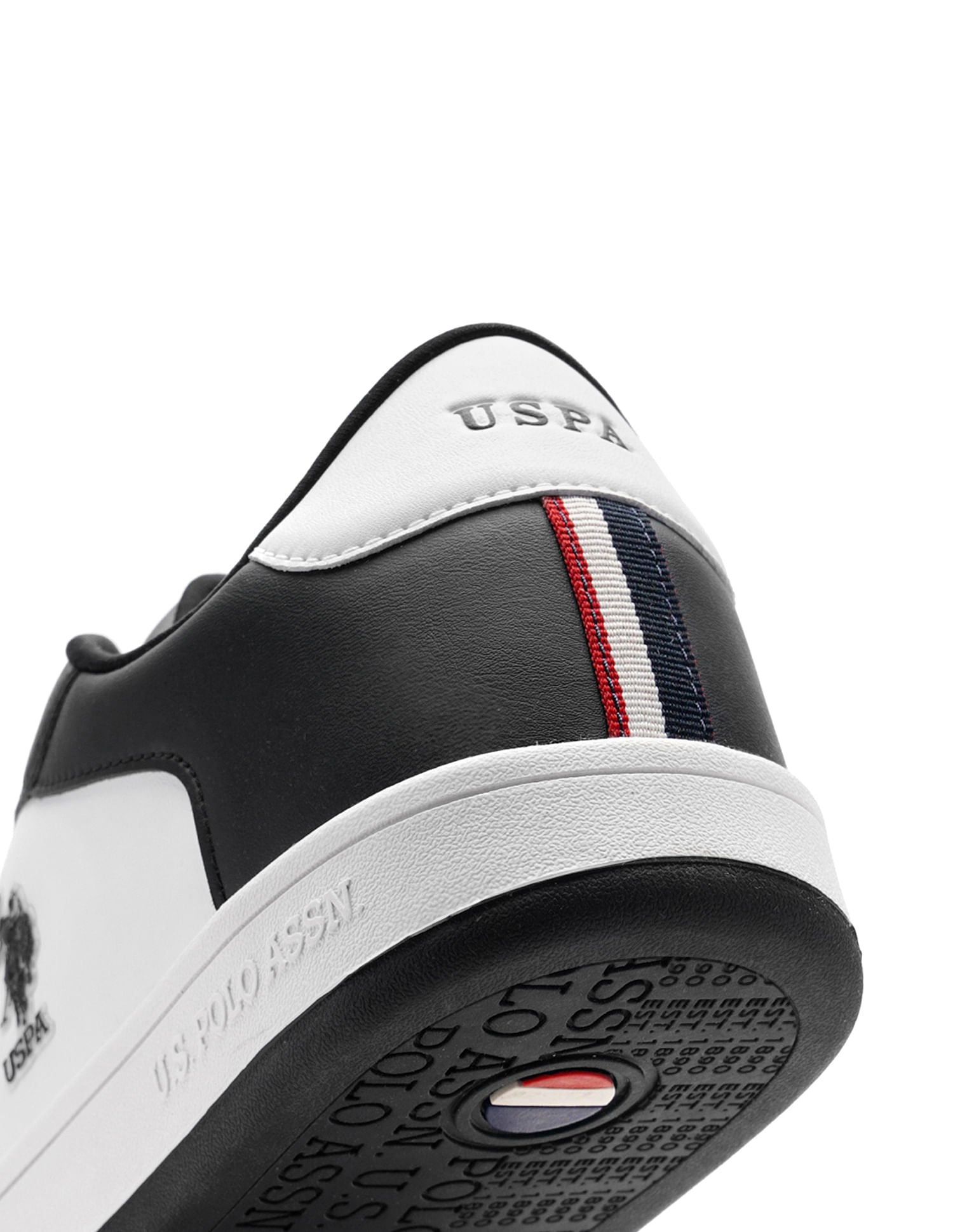 Men Rein 2.0 Black Retro Court Sneakers Black and White - U.S. Polo Assn. India | Large
