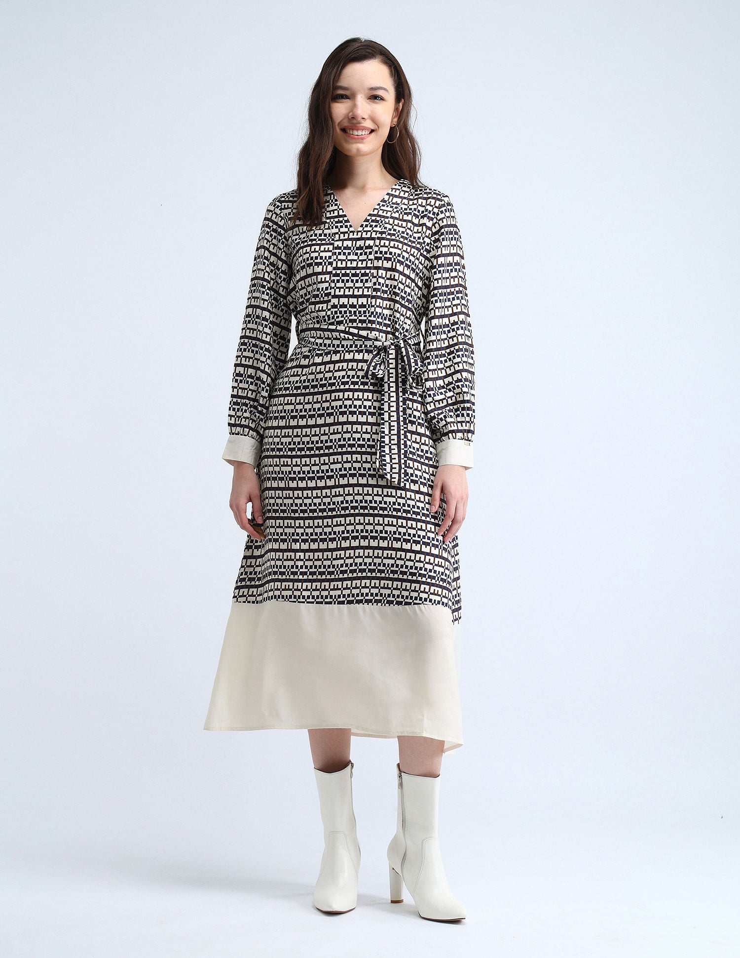 Geometric Print A-Line Dress Multicolour - U.S. POLO ASSN. | Large