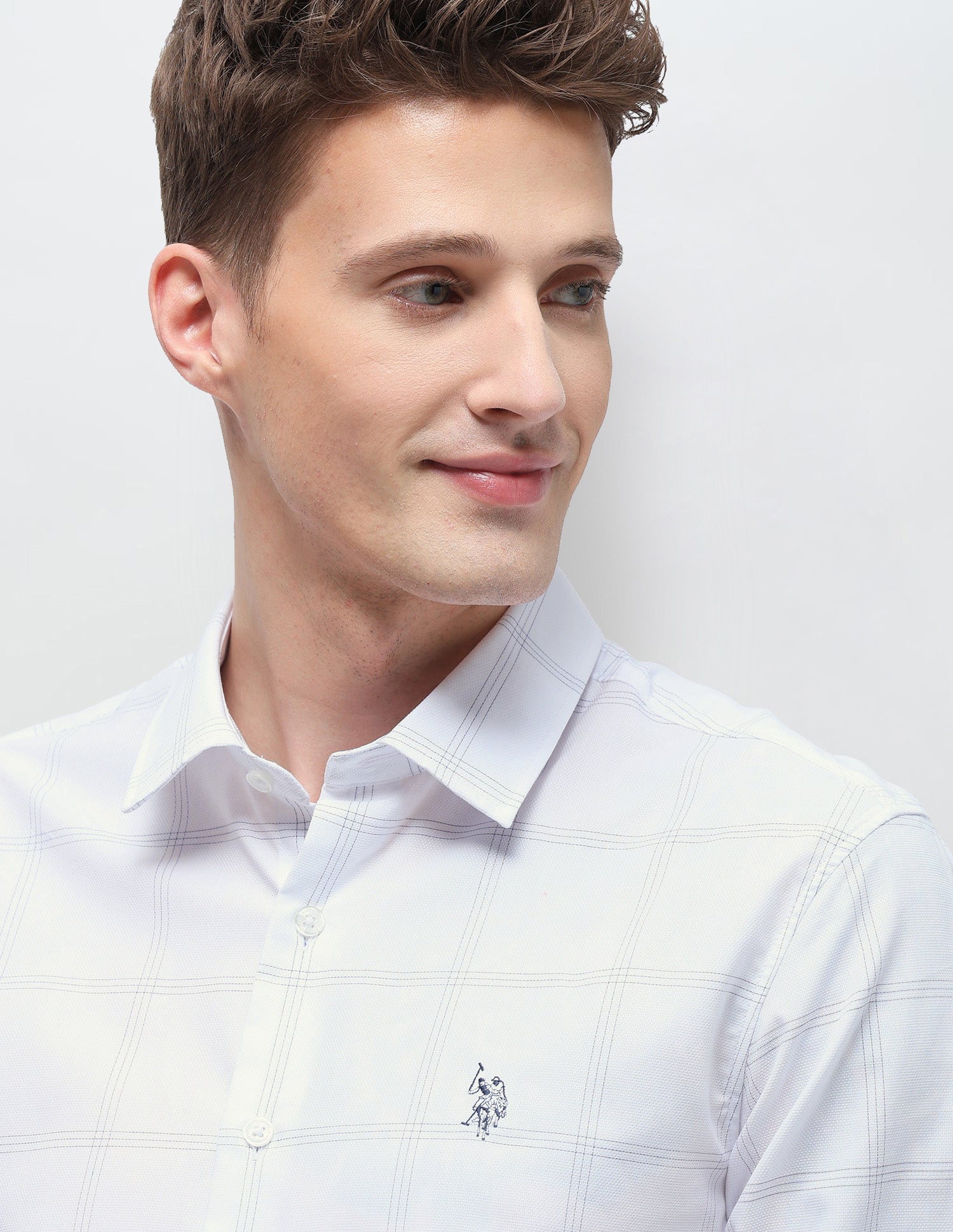 Windowpane Checked Regular Fit Shirt Blue - U.S. Polo Assn. India | Large