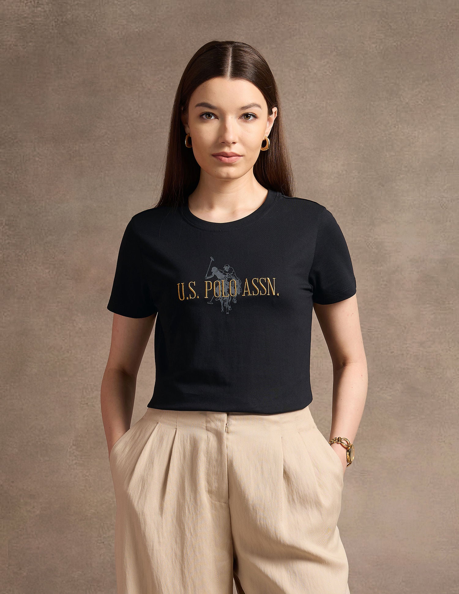 Brand Embroidered Regular Fit T-Shirt Black - U.S. POLO ASSN. | Large