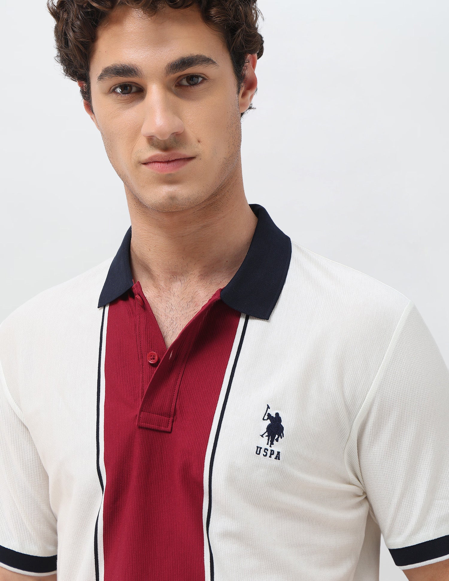 Colourblocked Slim Fit Polo Shirt White - U.S. Polo Assn. India | Large