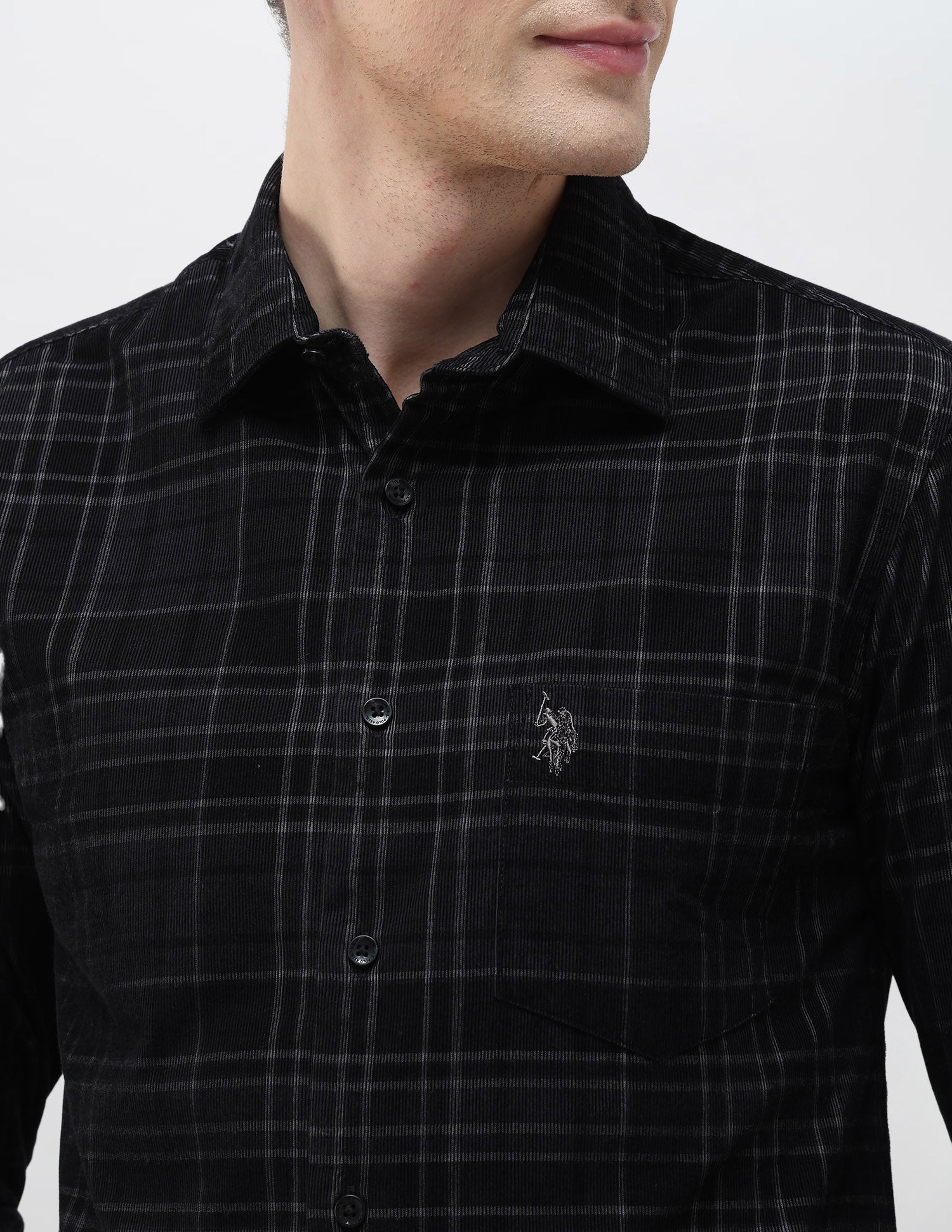 Corduroy Tailored Fit Shirt Black - U.S. POLO ASSN. | Large