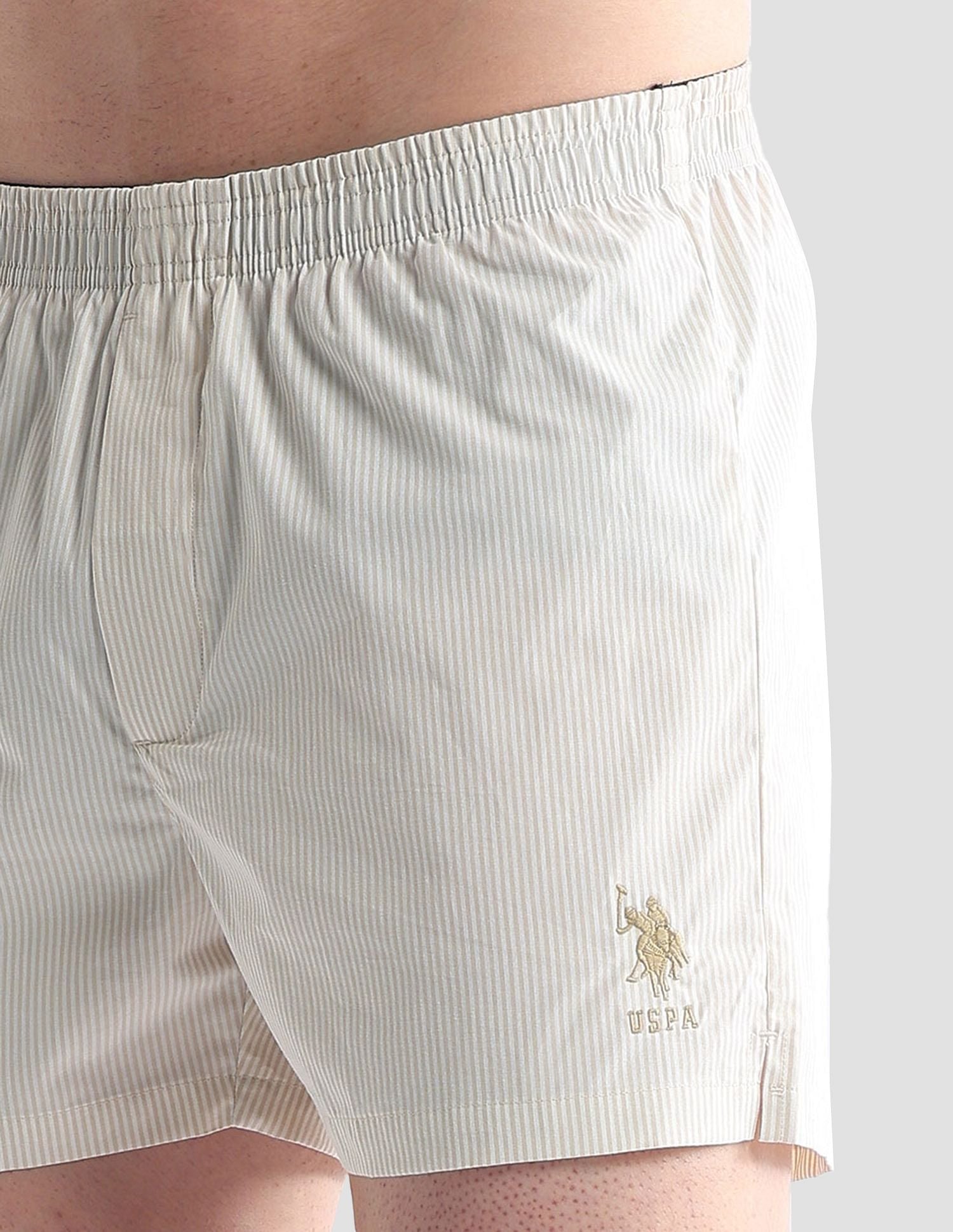 Pure Cotton EX004  Boxer Shorts - Pack of 1 Beige and White - U.S. POLO ASSN. | Large