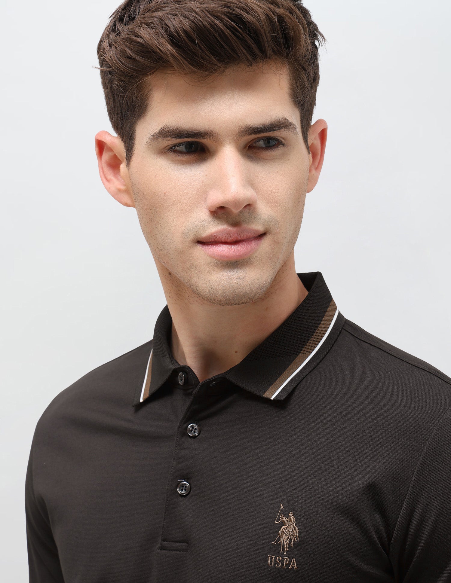 Solid Slim Fit Polo Shirt Dark Brown - U.S. Polo Assn. India | Large