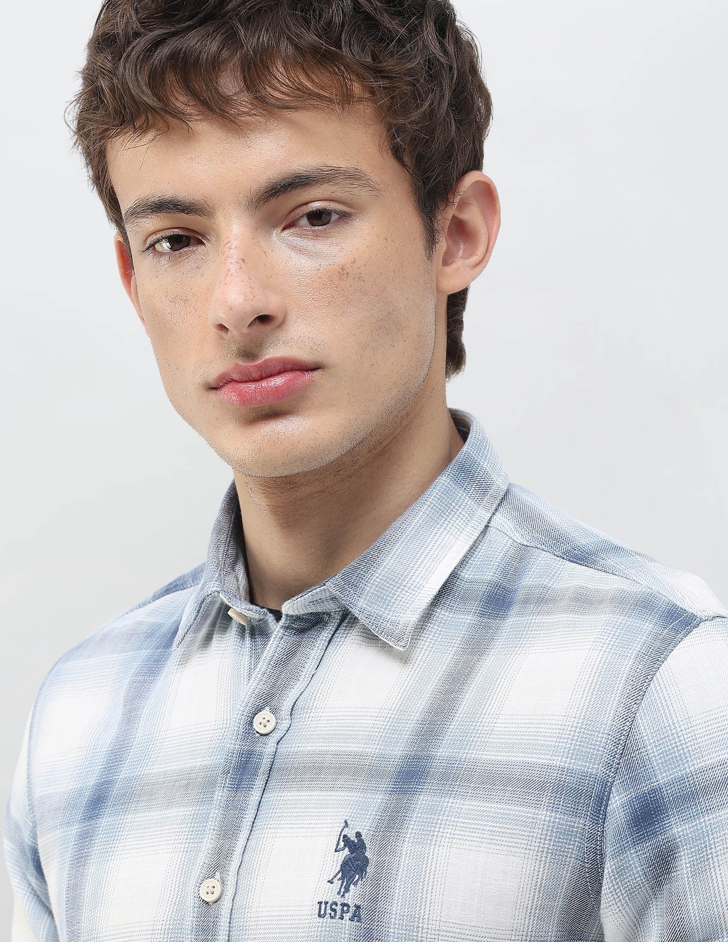 Plaid Checked Regular Fit Shirt Blue - U.S. Polo Assn. India | Large