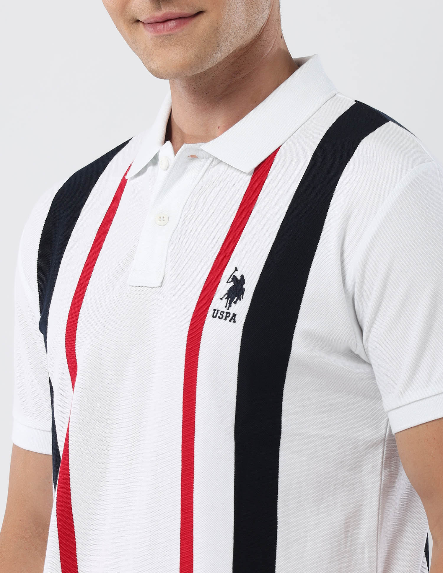 Vertical Striped 135 Anniversary Polo Shirt White - U.S. Polo Assn. India | Large