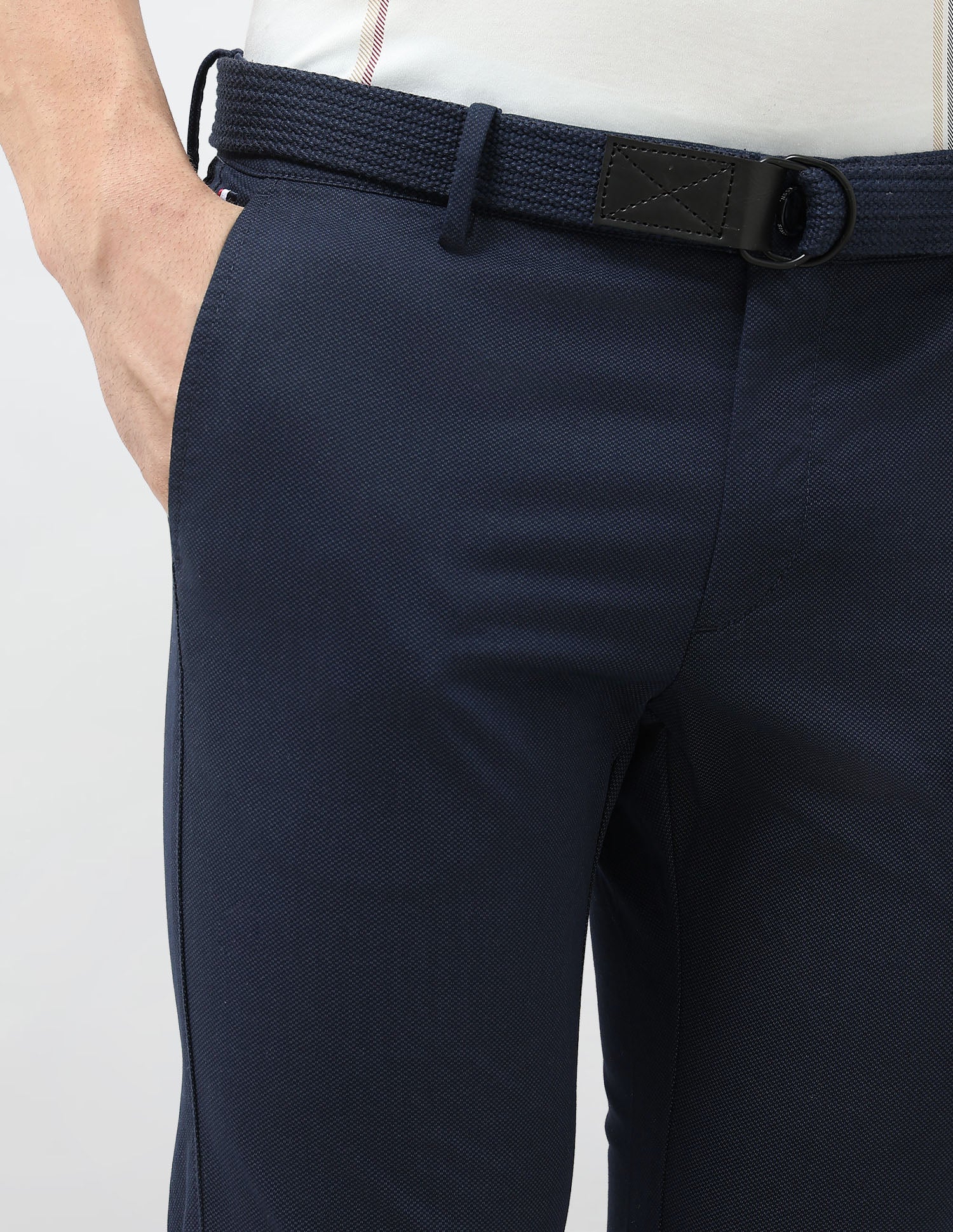 Denver Slim Fit Satin Trousers Navy - U.S. POLO ASSN. | Large