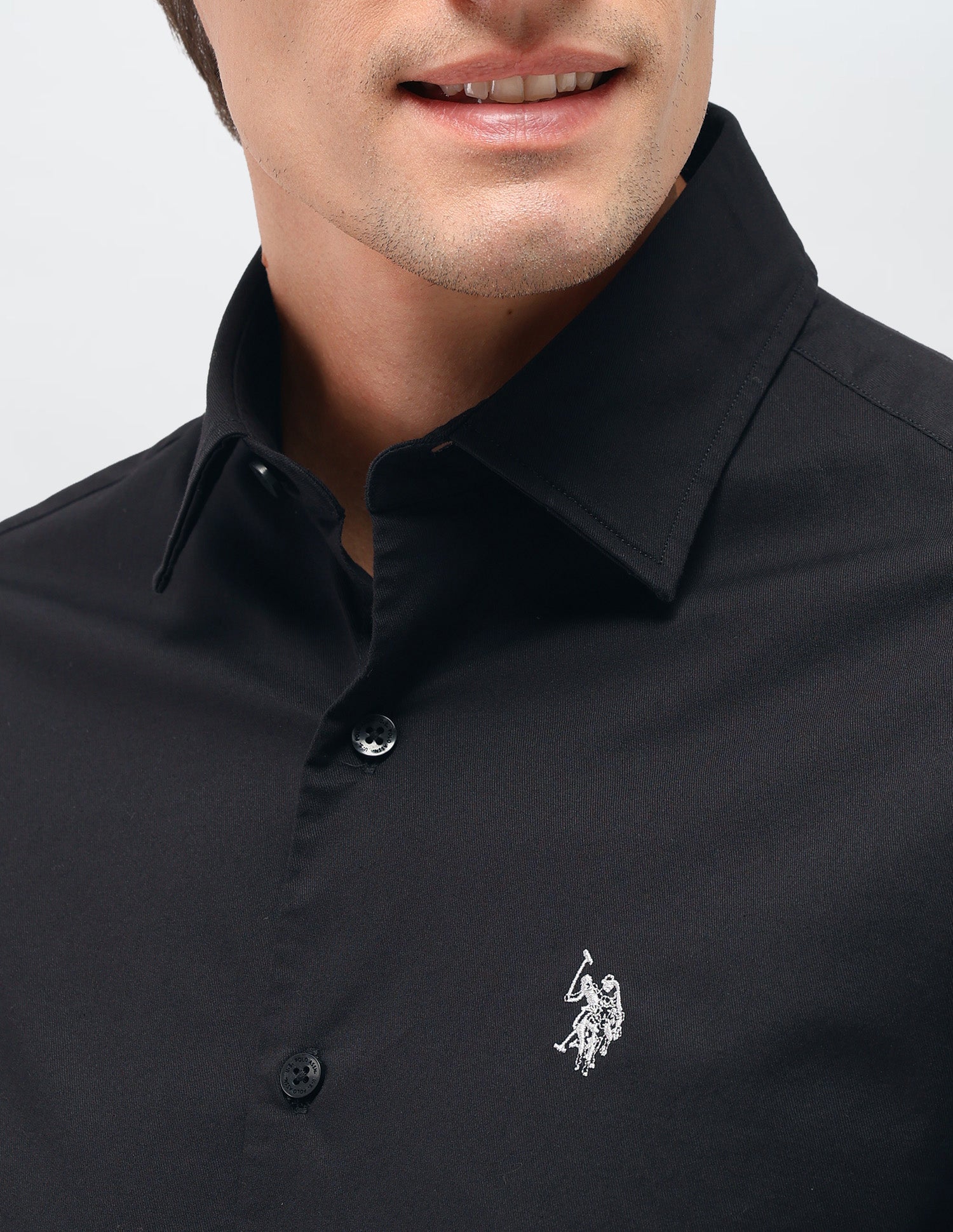 Twill Solid Shirt Black - U.S. Polo Assn. India | Large